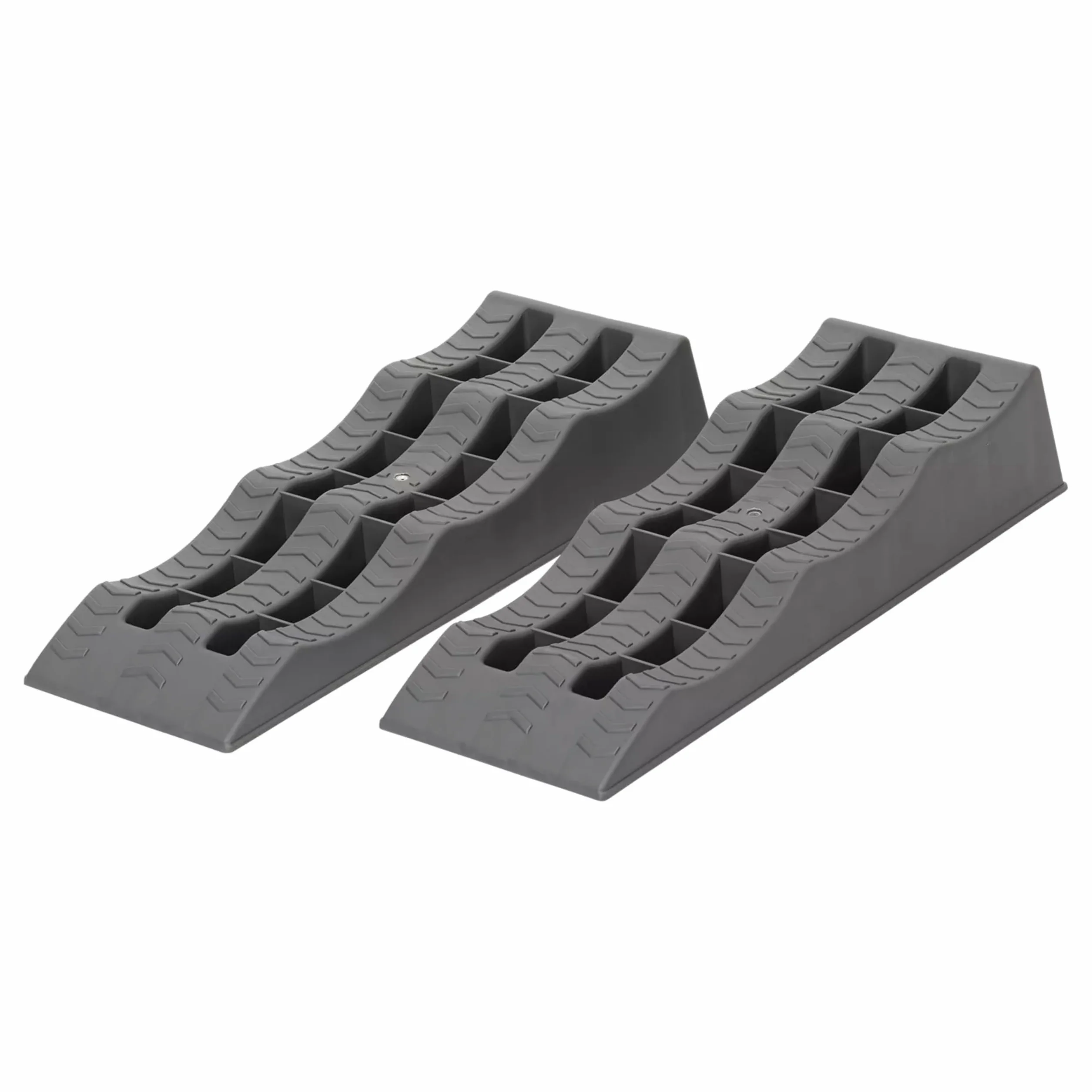 BERGER | Cunei di Salita, Set di 2 Cunei di carico Frenanti per Camper, Roulotte, Caravan - Rampe di Livellamento Frenanti - Piedini stazionamento per diversi automezzi - 61 x 21,5 x 12 cm - Grigio