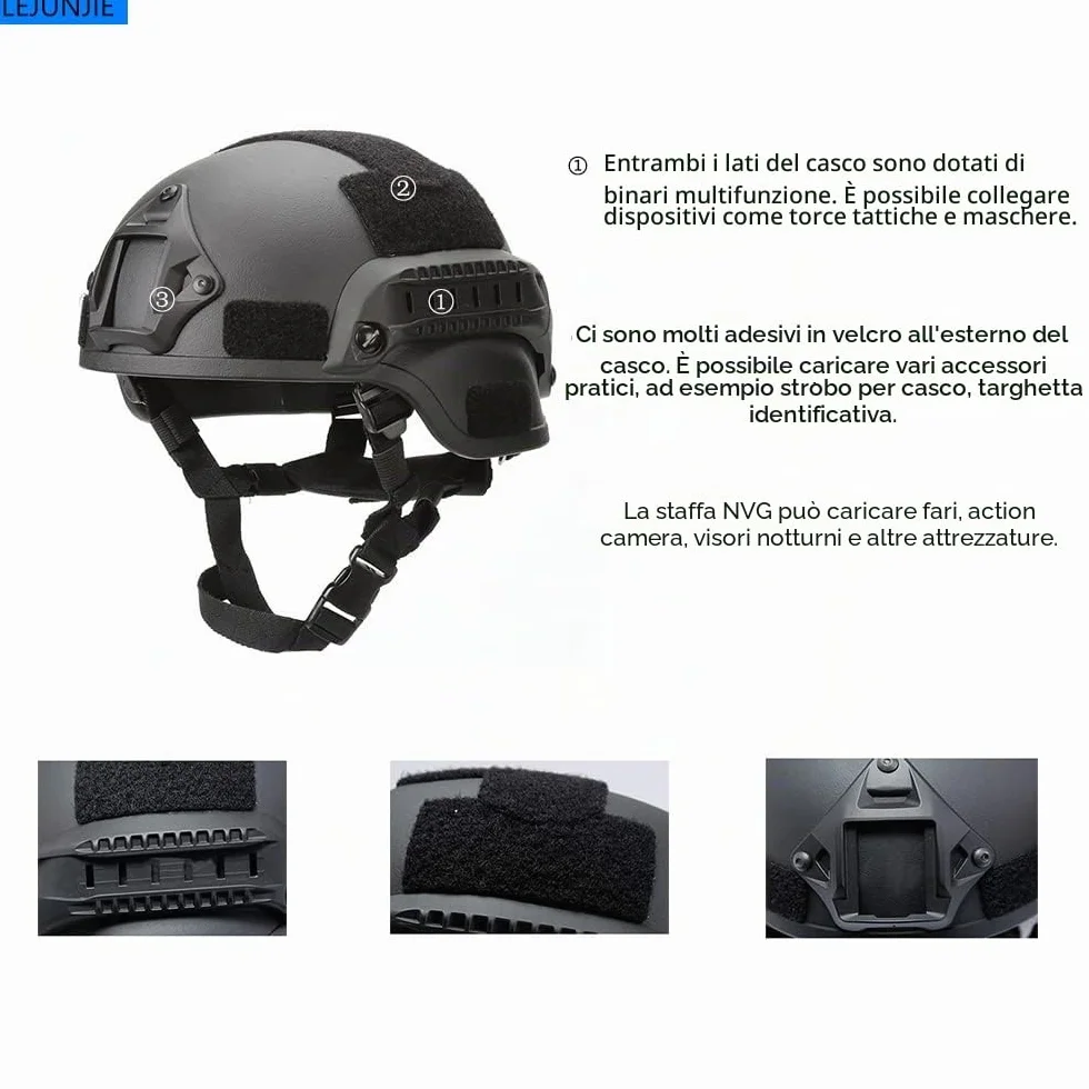MICH Caschi tattici con maschera staccabile per Airsoft, Paintball e Caccia