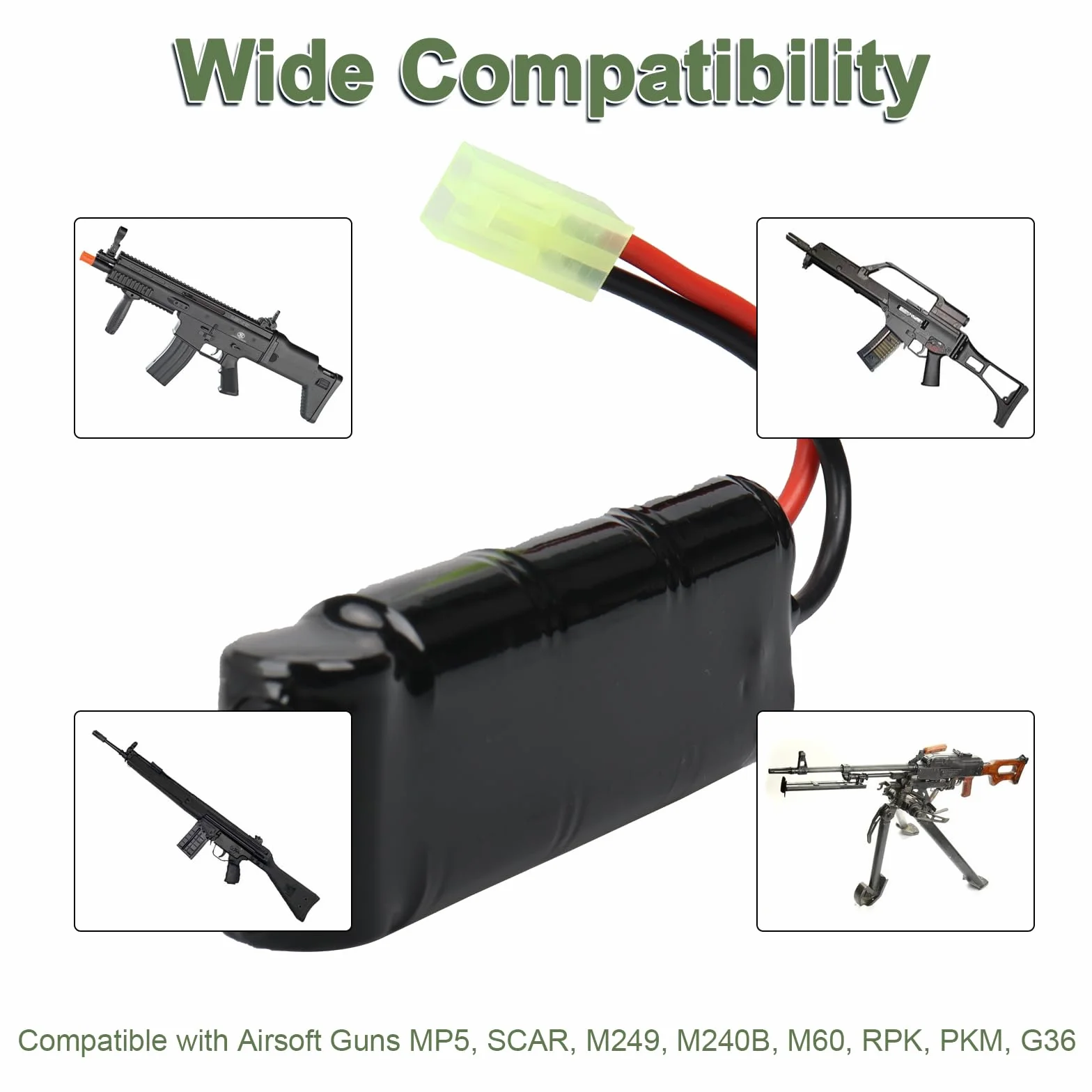 Batteria ricaricabile Airsoft 8.4V 1600mAh NiMH 7S per MP5 Scar M249