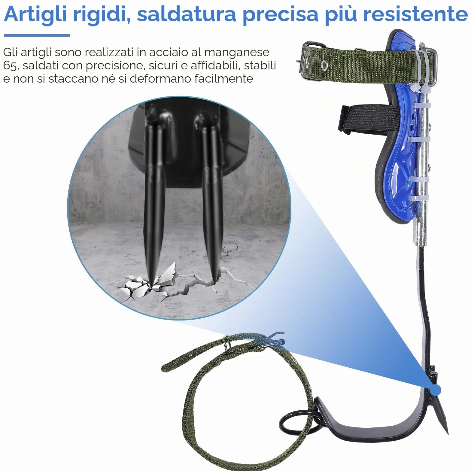 Set ramponi da arrampicata su alberi con imbracatura sicurezza 5 punti corpo
