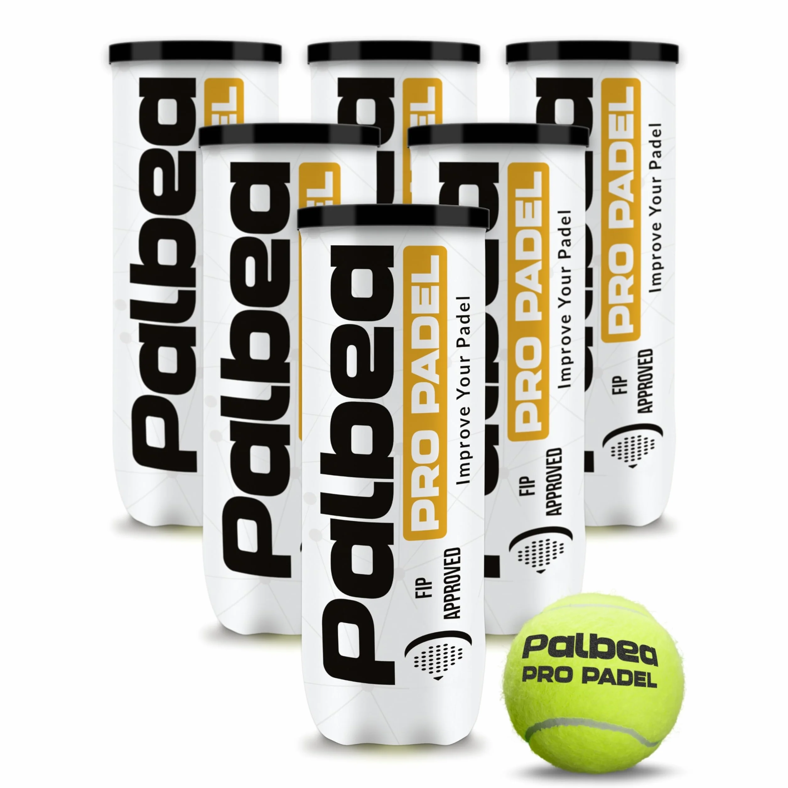 Palbea PRO PADEL Palline Padel Approvate FIP HV Alta Visibilità Qualità Pressurizzate Durature Veloci