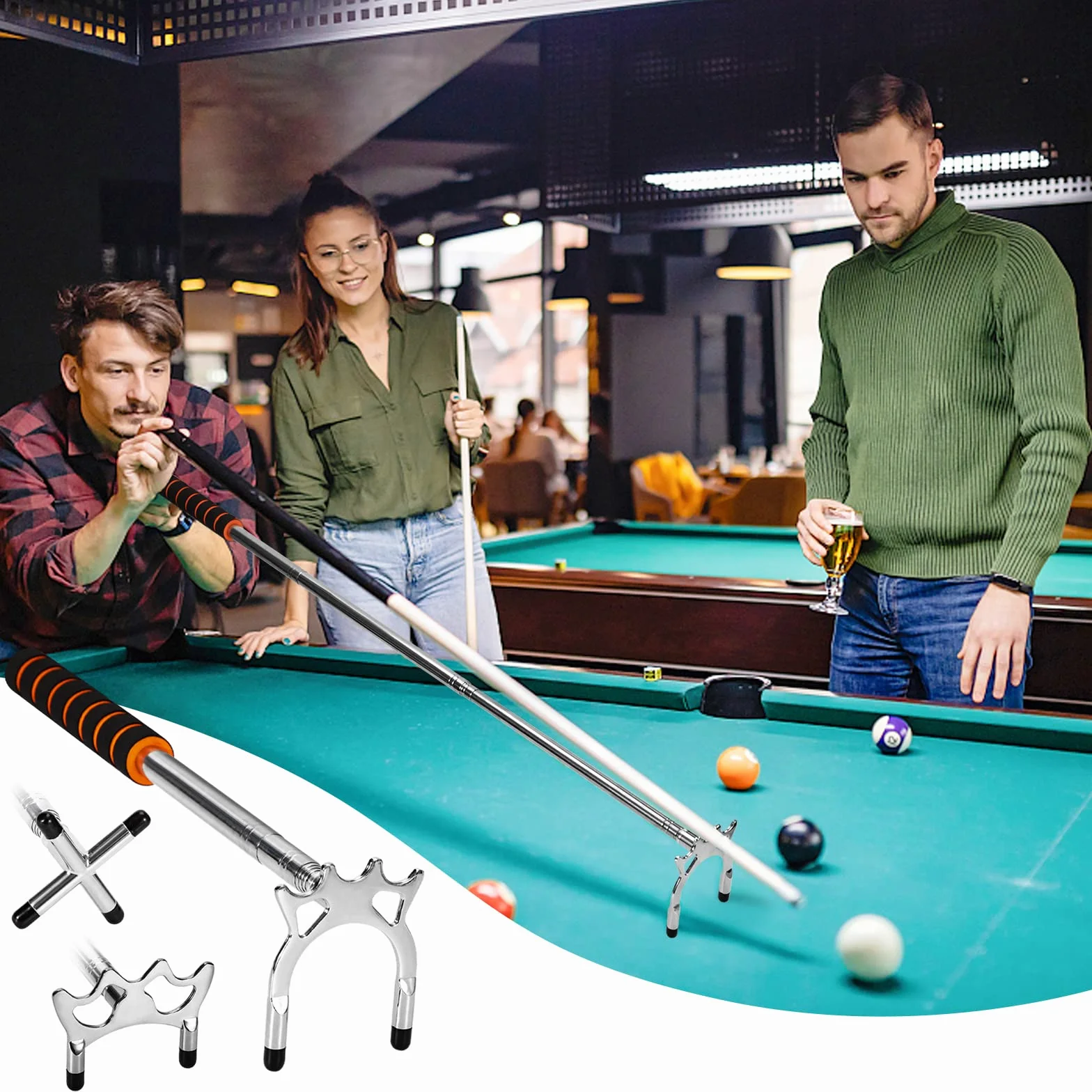 Stecca da biliardo retrattile 3 pezzi in ottone rimovibile accessorio per tavolo da biliardo snooker