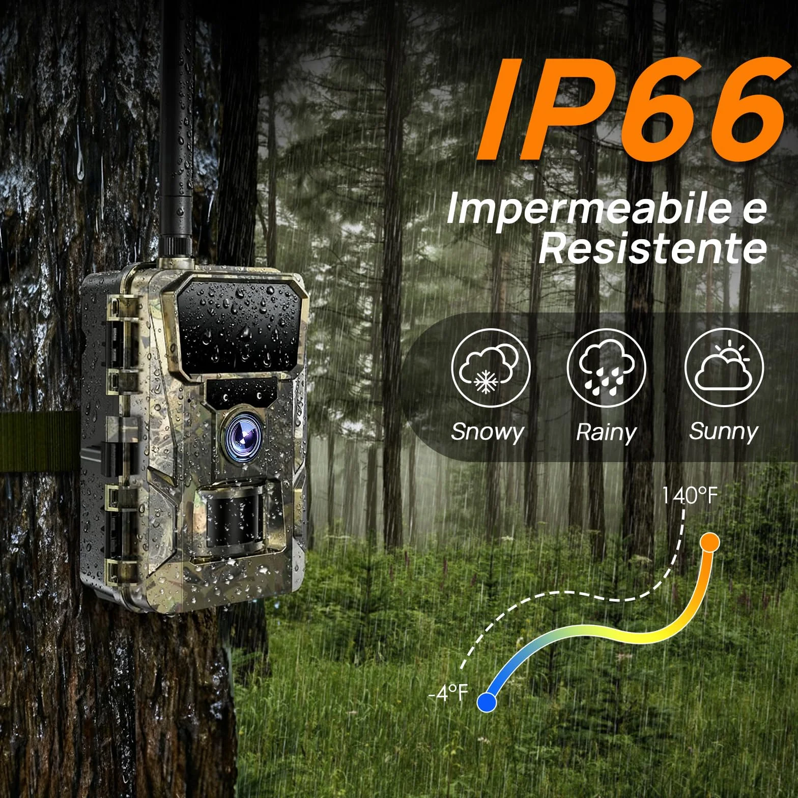 iZEEKER 2 en 1 Fototrappola Solare 4G LTE con SIM e 64GB Scheda Micro SD, HD 48MP Fotocamera Caccia Visione Notturna, Batteria 5200mAh, APP Controllo Remoto, IP66 Impermeabile