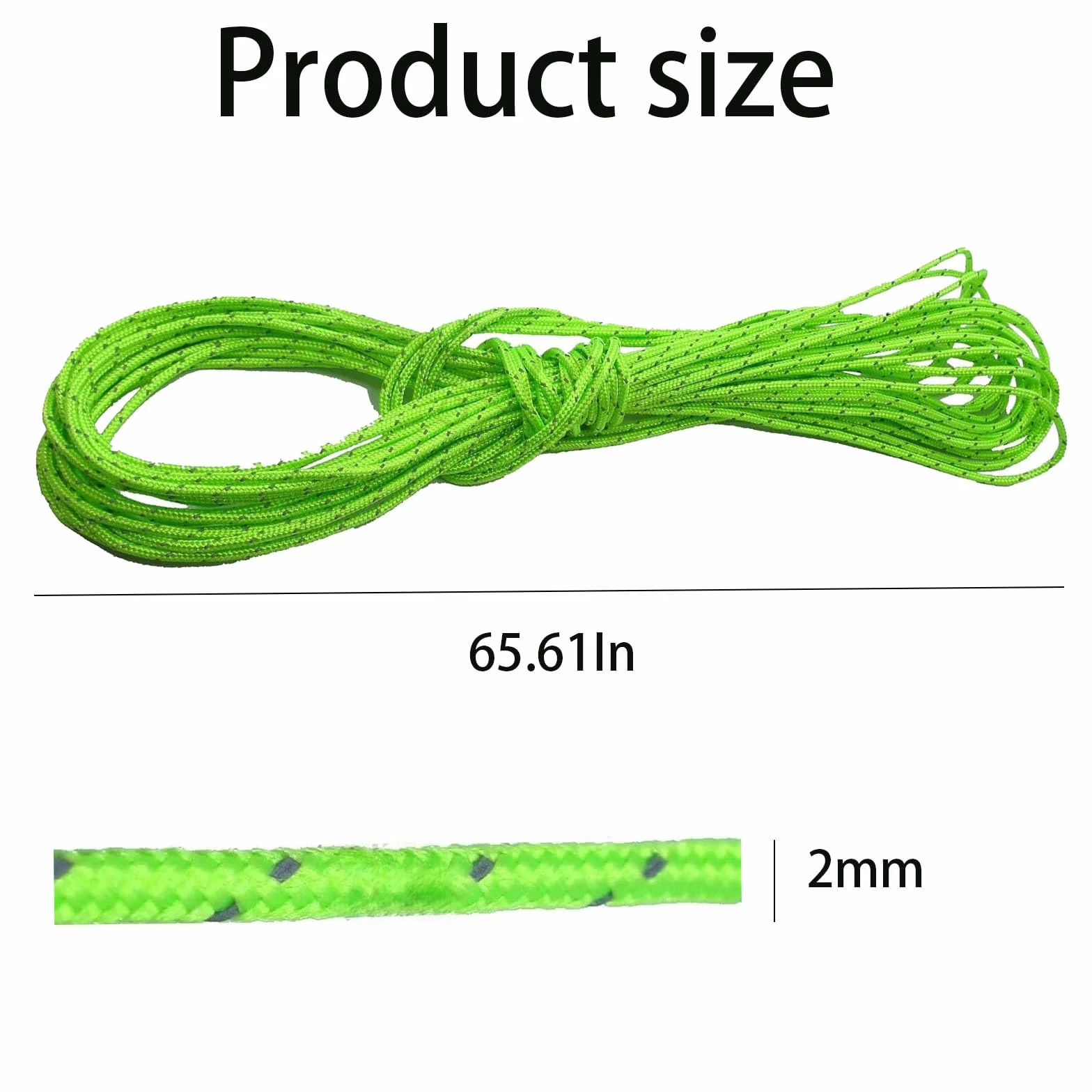 Corda riflettente Dyneema 2 mm 400 kg 19,8 m verde