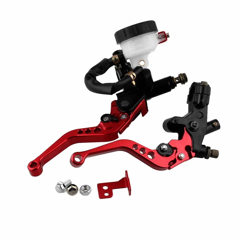 leve freno frizione moto,7/8" 22mm gruppo frizione a clacson regolabile con pompa idraulical,Freno manubrio universale in alluminio,per Honda Suzuki Kawasaki Yamaha D10 (Rosso)