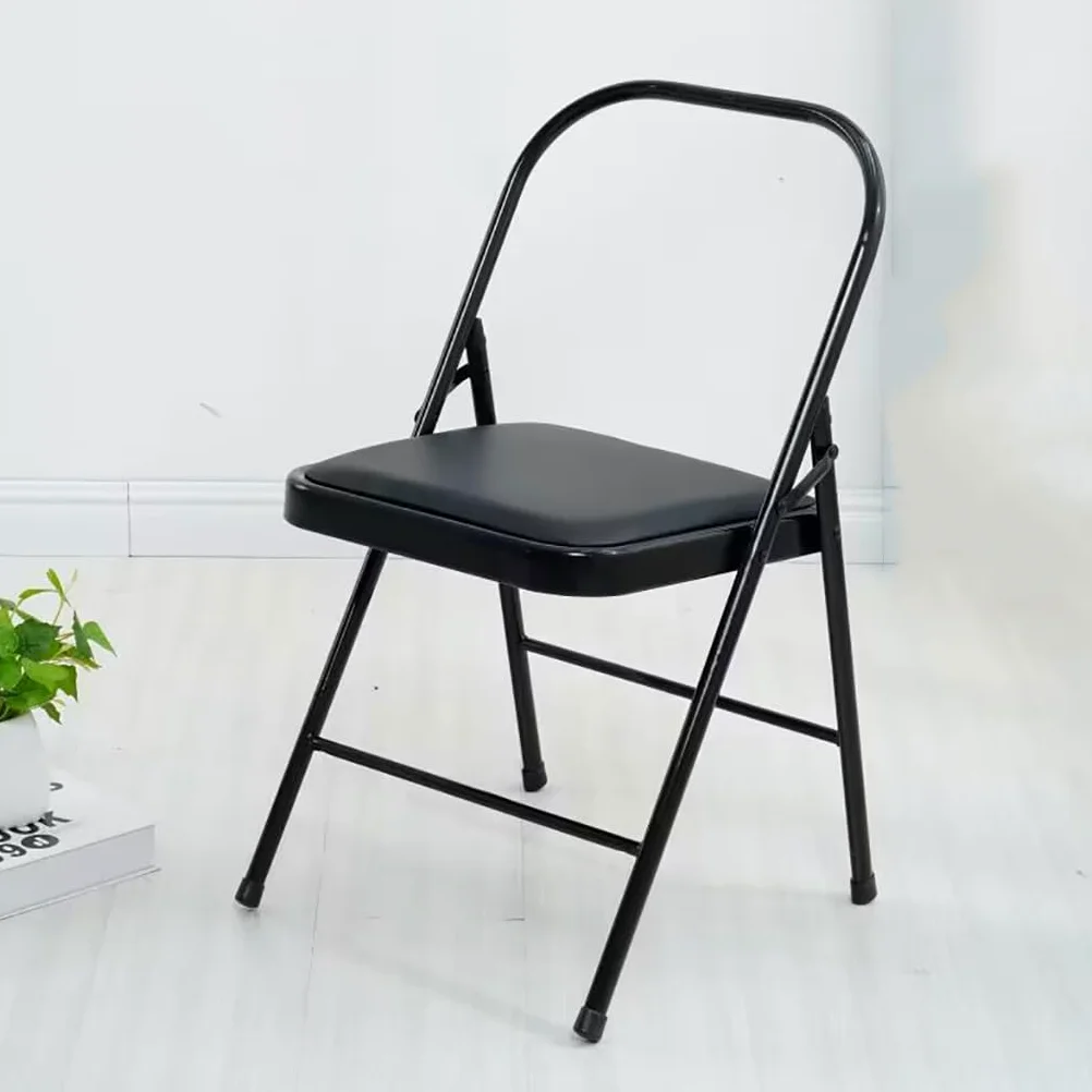 Sedia Pieghevole da Yoga e Pilates, Ausiliaria Iyengar, Rinforzata, Speciale per Yoga, Sedile Solido Antiscivolo Nero,Black