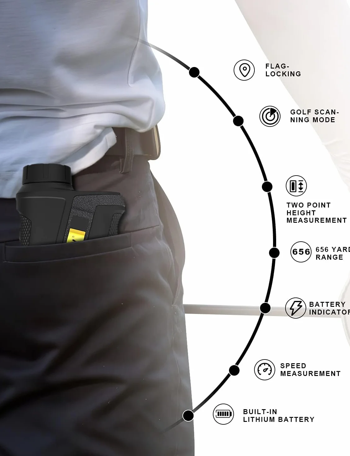 Telemetro Golf PF280 - 656 Yarde con Bloccaggio Preciso dell'Asta Della Bandiera, Ingrandimento 6X, Scansione e Misurazione Della Distanza/Velocità per Caccia