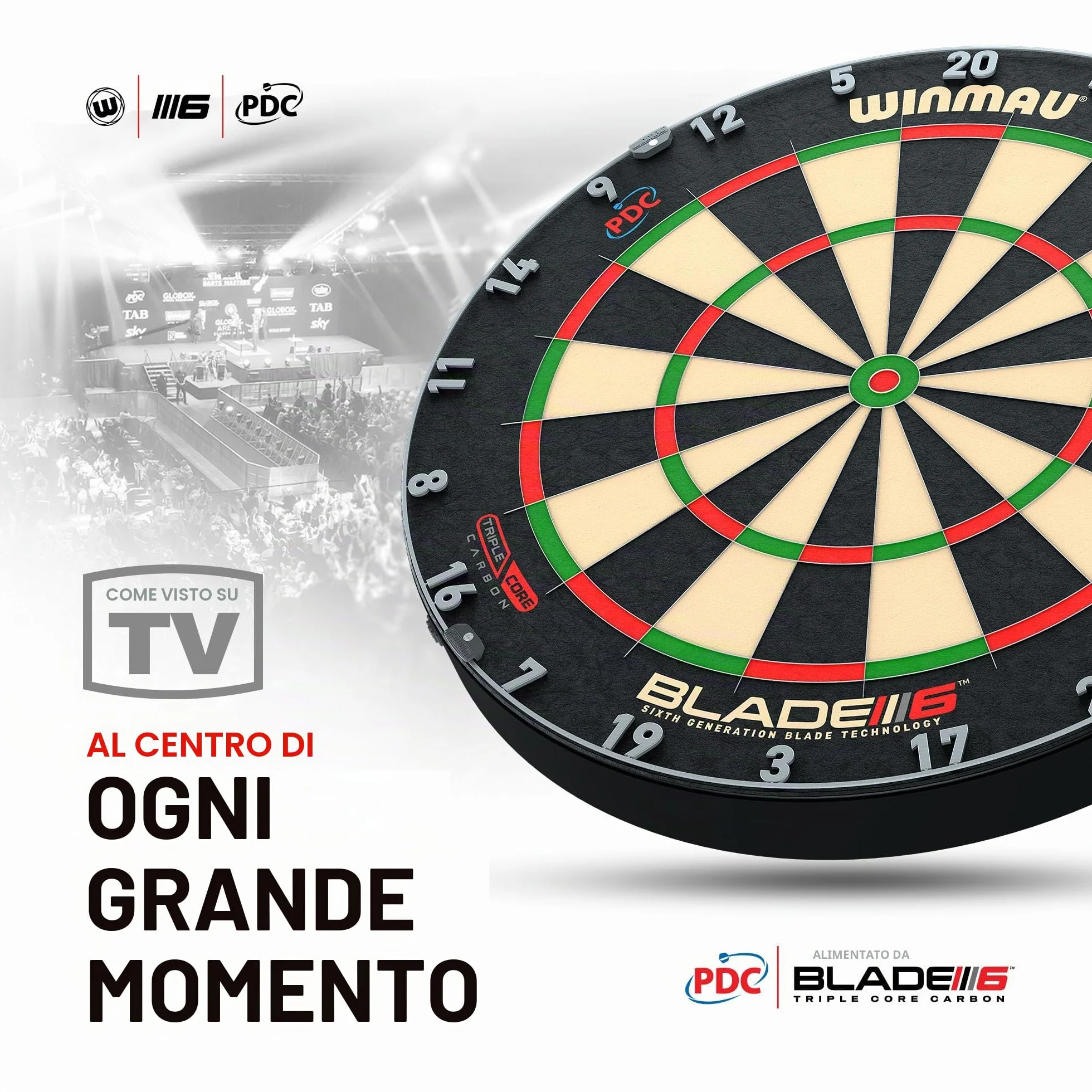 Winmau Blade 6 Triple Core Freccette Professionale Tabellone Approvato Tornei PDC Sisal Africa Orientale
