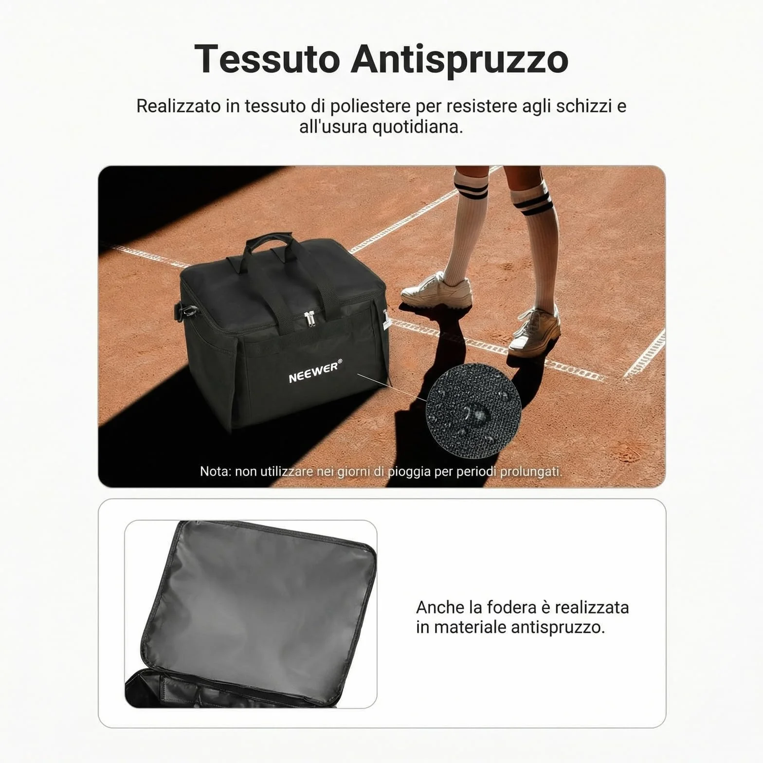 NEEWER TB03B Borsa Porta Palline Tennis Pieghevole in Poliestere con Tasche Laterali, Max 120 Palline