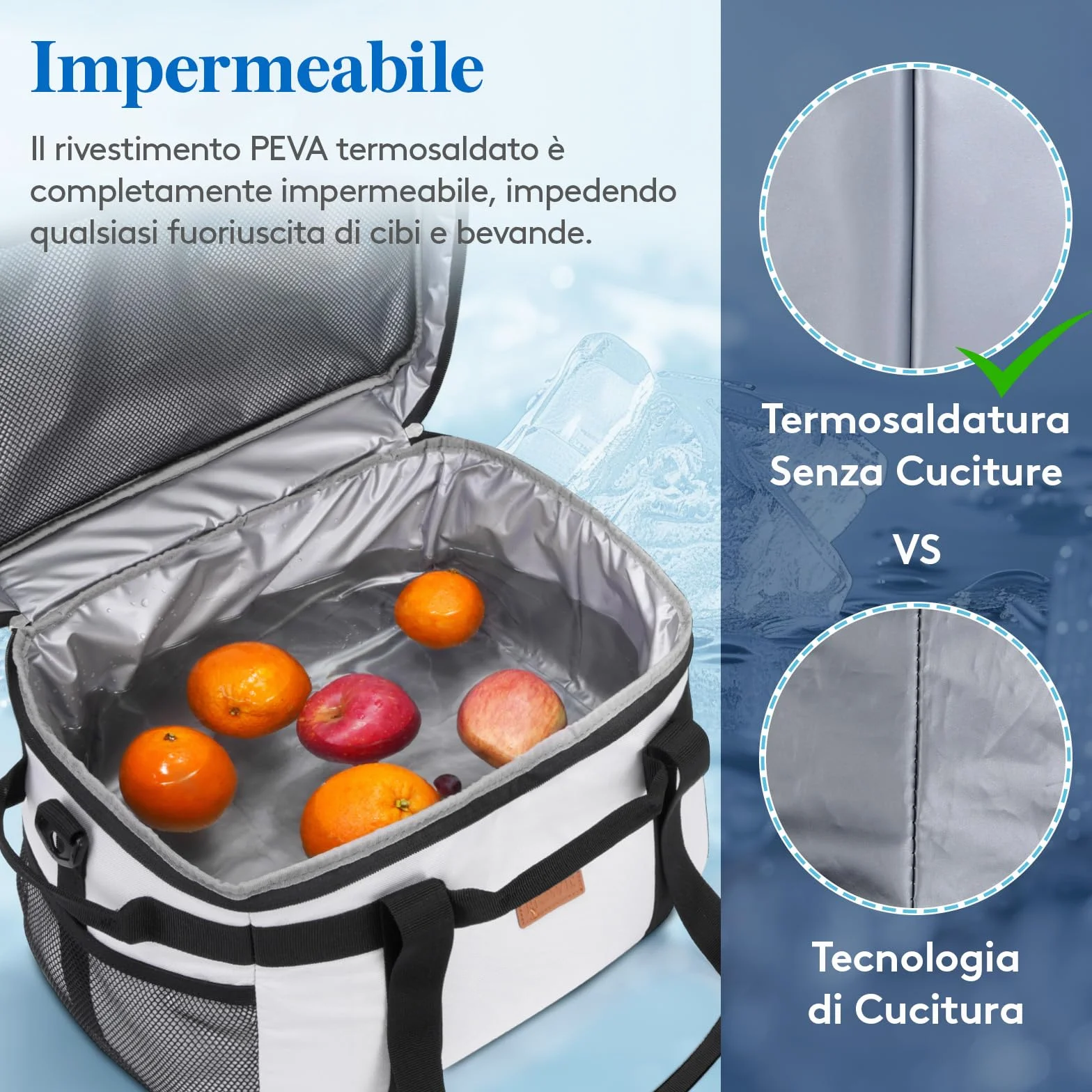 Lifewit Borsa Termica 30L, Borsa Frigo Grande Portatile con Manici Multipli, Grigio Seta