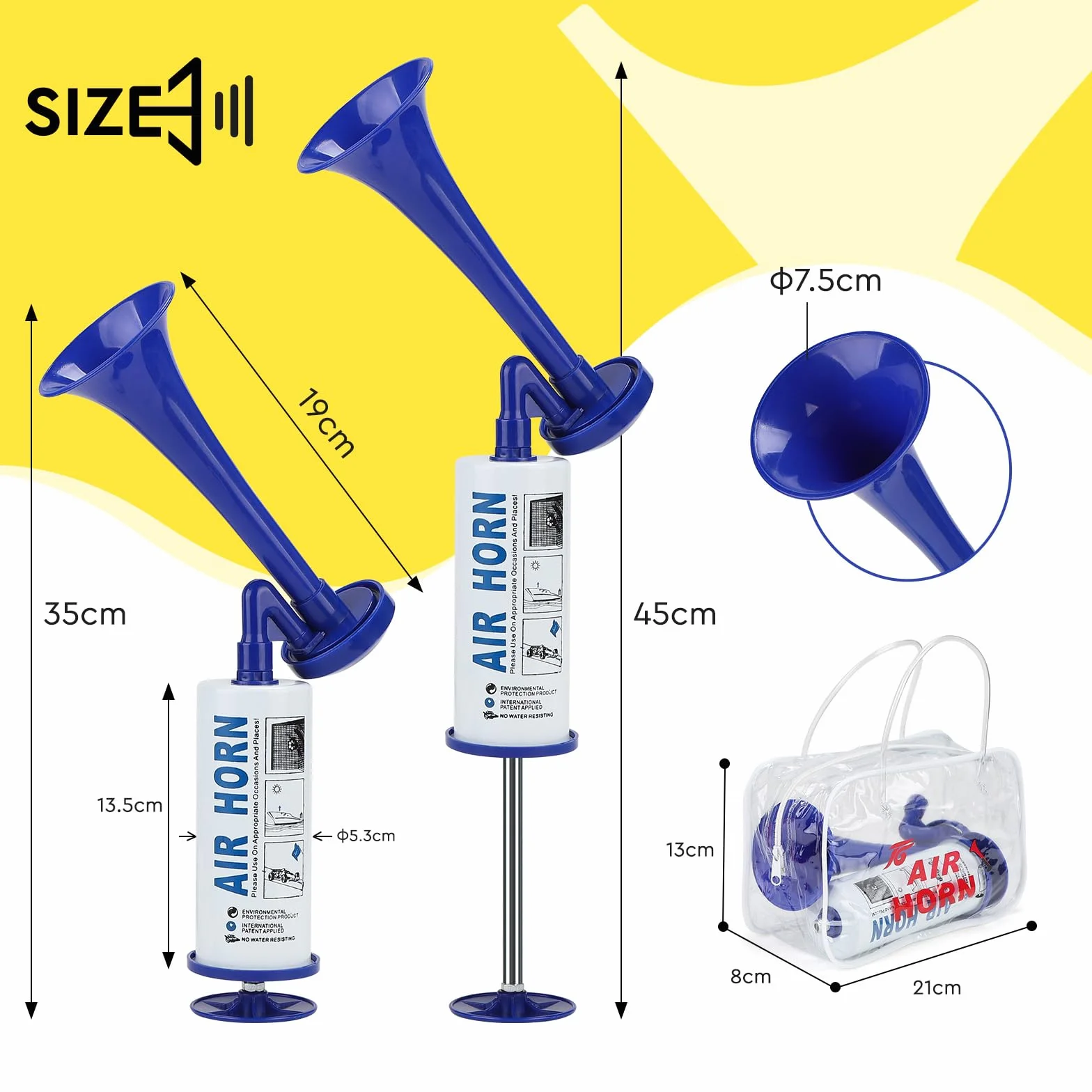 Air Horn Clacson da Calcio Tromba d'Aria Portatile Corno Aereo