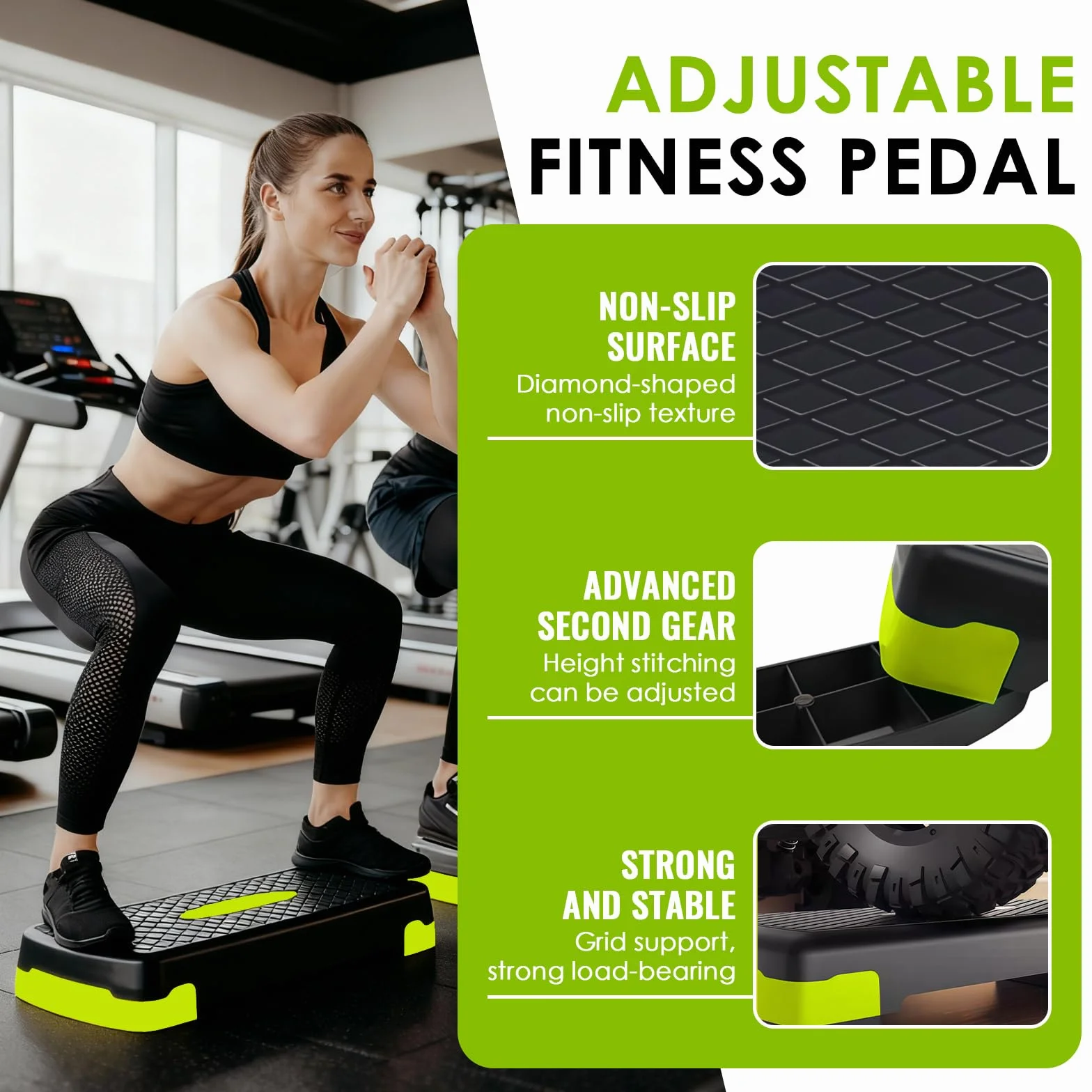 Basics Pedana Step Aerobica Regolabile 3 Altezze 10/15/20cm Fitness