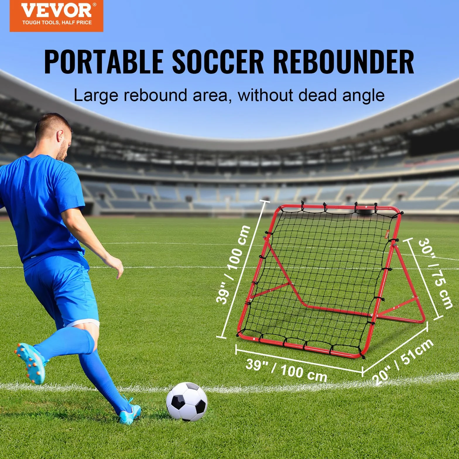 VEVOR Rete da Calcio Rimbalzo Pop Up 1x1m Portatile Pieghevole per Allenamento Giardino