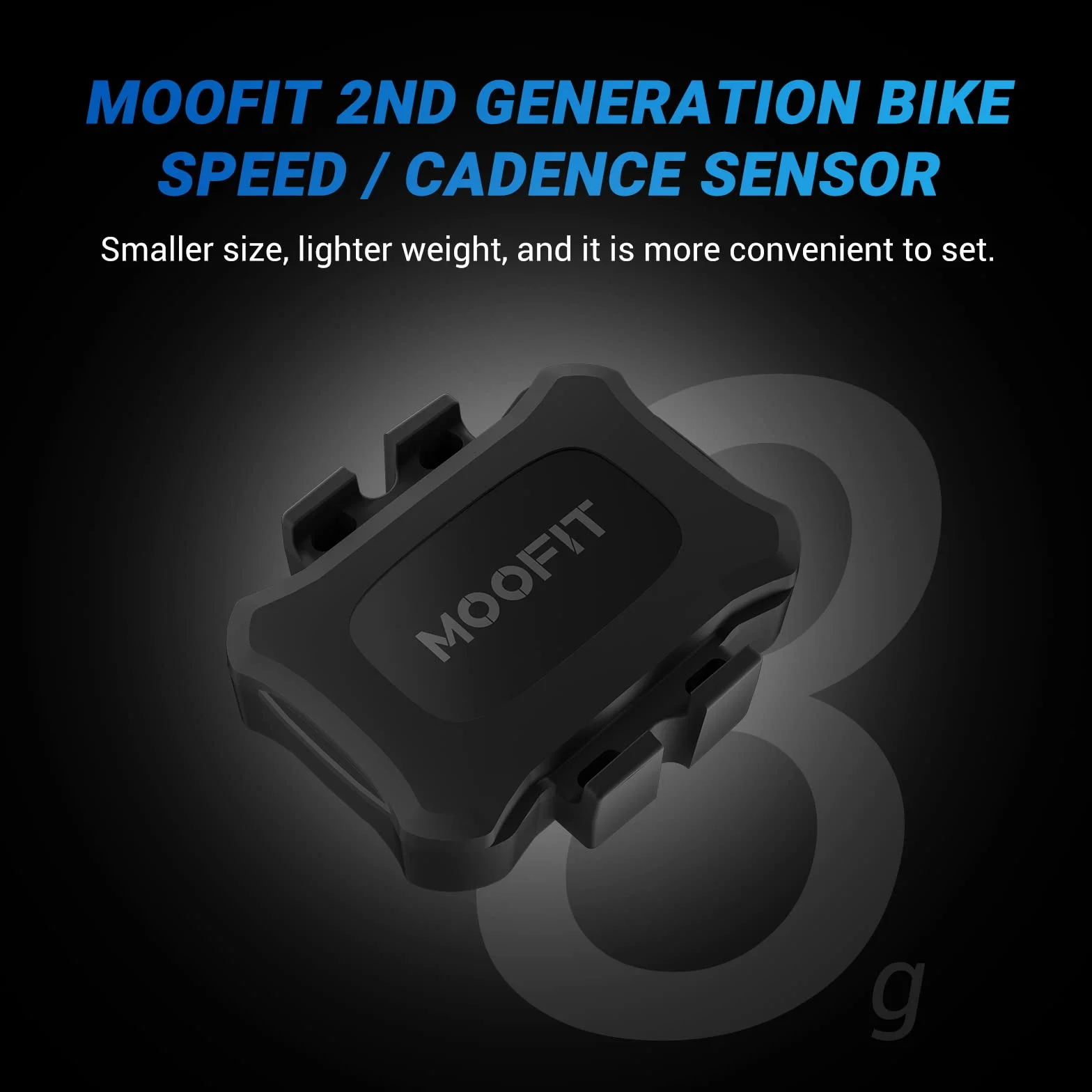 Moofit CS9 Sensore di cadenza/velocità per ciclismo Bluetooth/ANT+ IP67 impermeabile compatibile Wahoo Zwift Rouvy Peloton CoospoRide