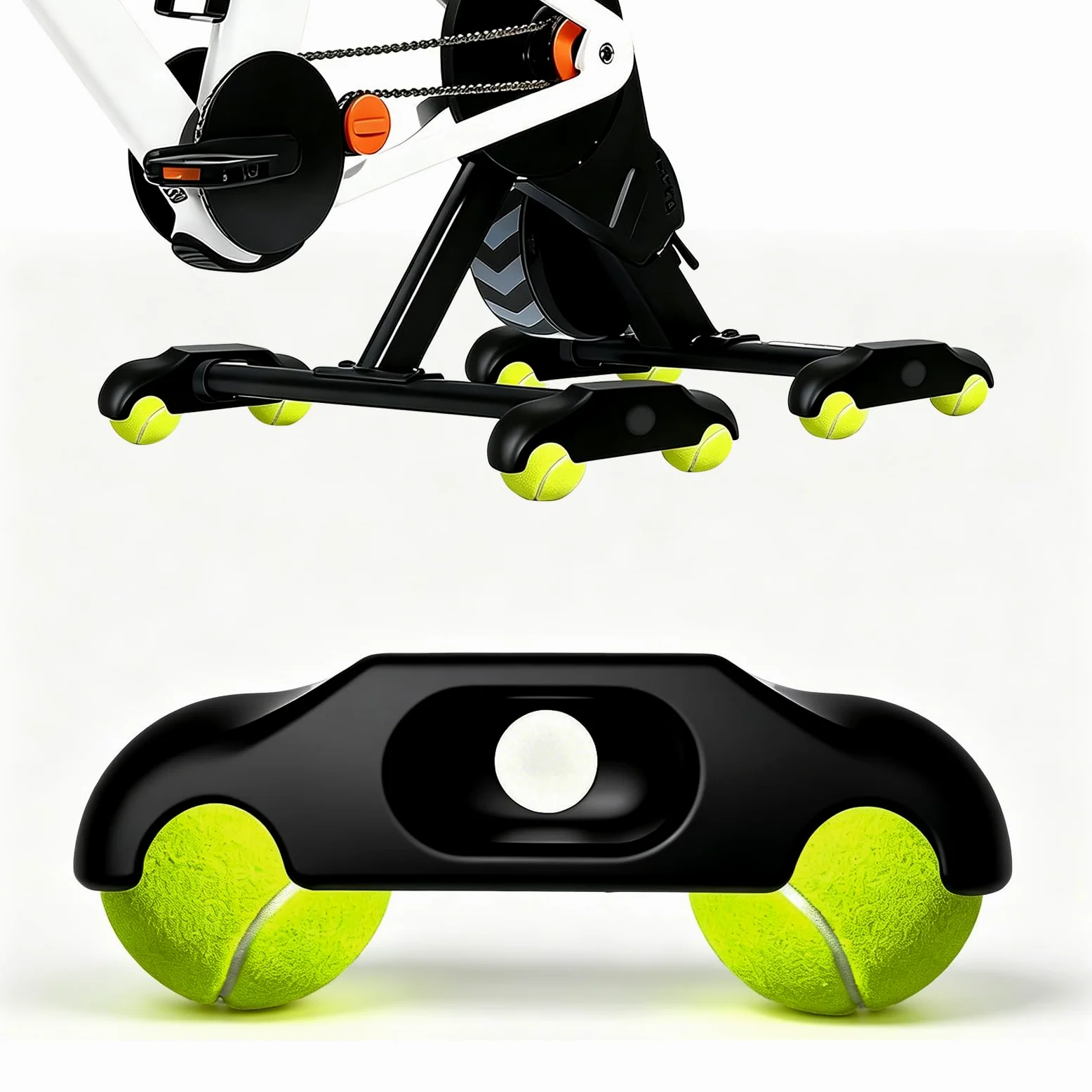 4 Piedini a Bilanciere Rullo per Wahoo Kickr Core 2 con 8 Palline da Tennis, Rullo da Bicicletta Portatile a Bilanciere, Adattatore per Snap Rocker Feet per Ciclismo Indoor, Allenamento Silenzioso