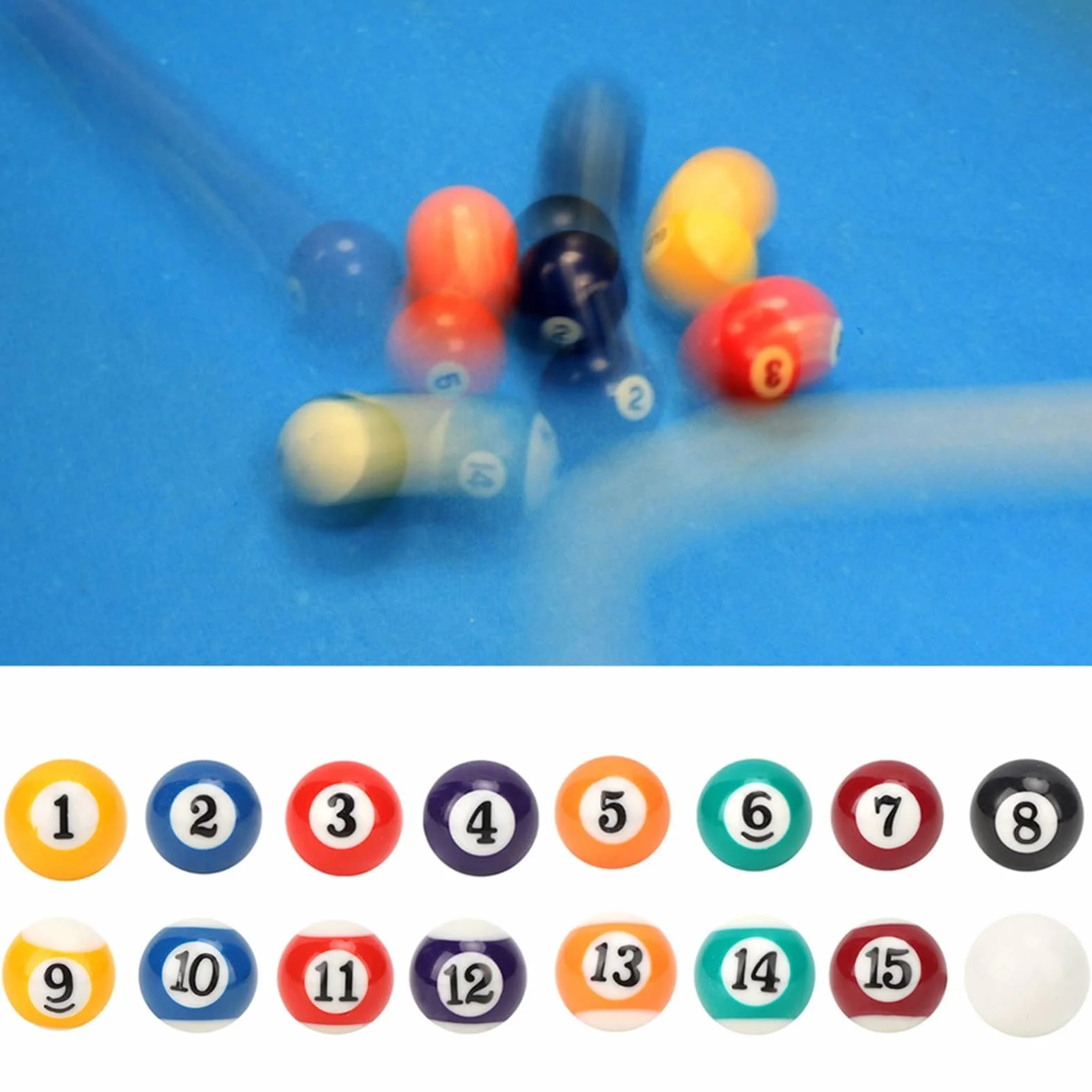 Set di 16 Palline da Biliardo in Resina, Mini Palline Numerate e Bianca per Giochi, Bar