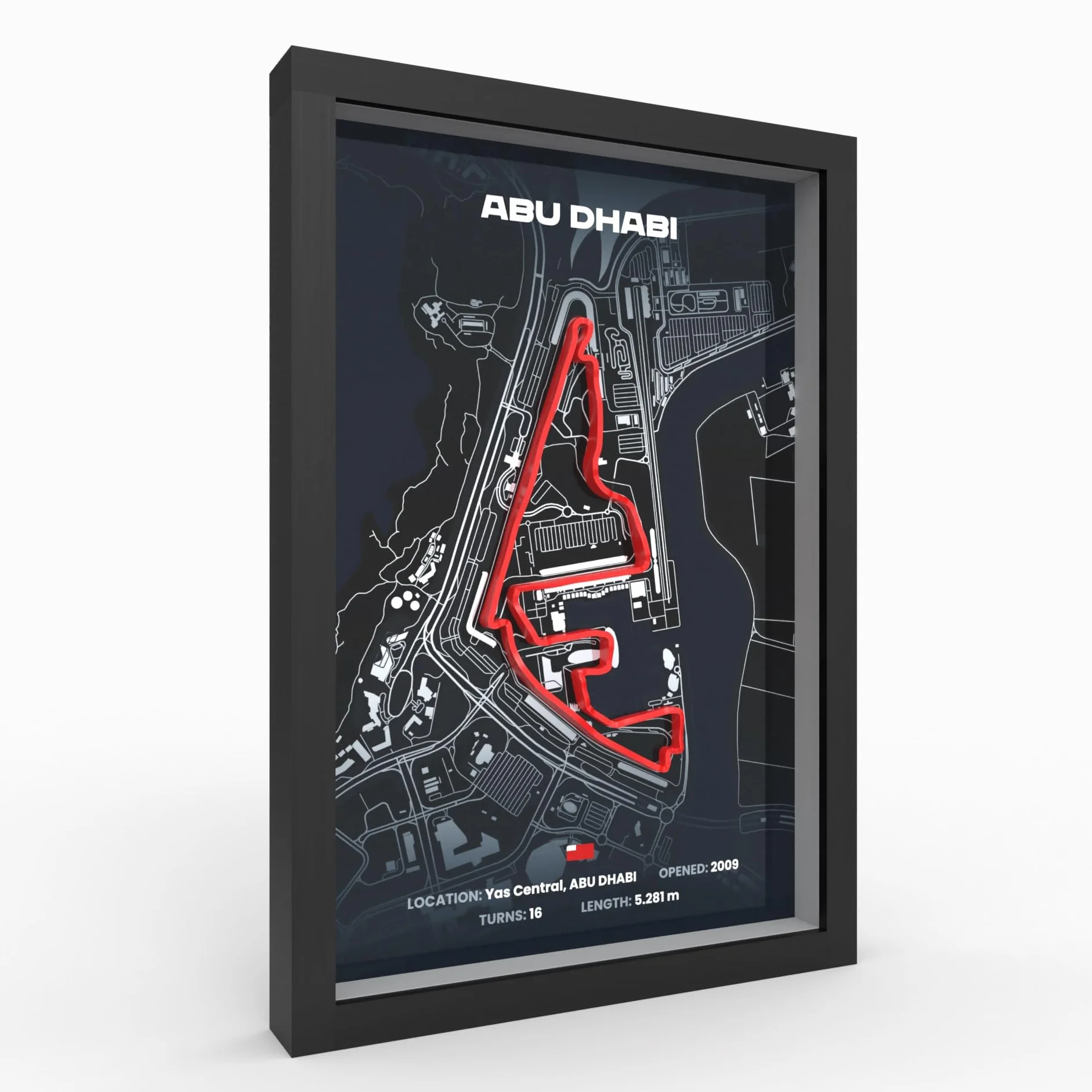 Plakat Abu Dhabi GP 3D w ramie drewnianej, tor wyścigowy, prezent dla fanów motorsportu