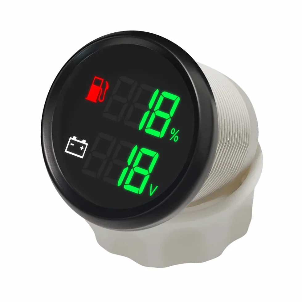 ELING Indicatore multifunzione 2 in 1, tensione del livello del carburante, con allarme per auto, barca, 9-32 V