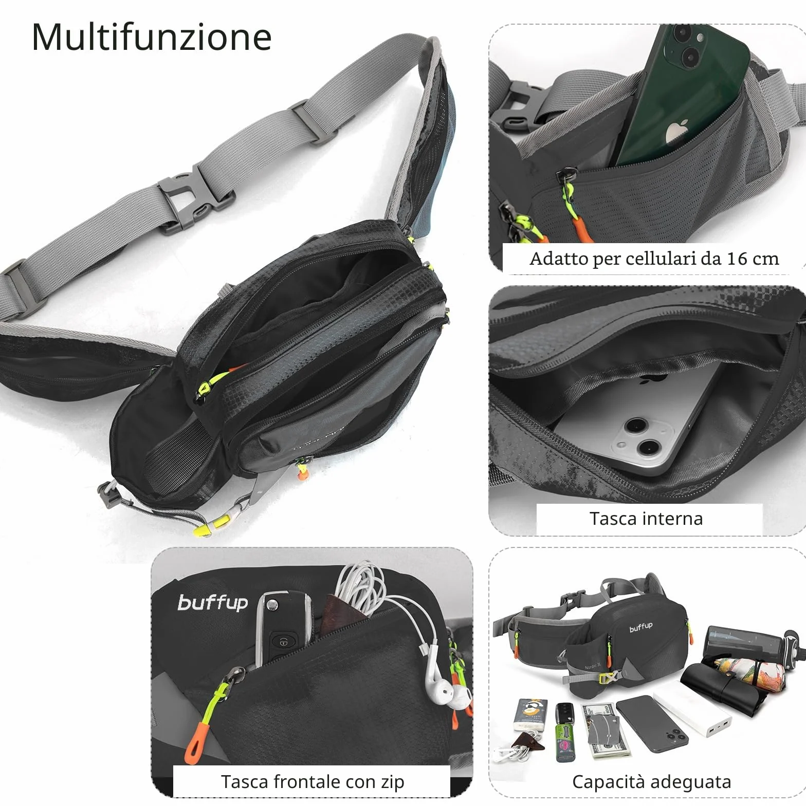 Marsupio Sportivo con Portaborraccia Trekking Running Bici Arrampicata
