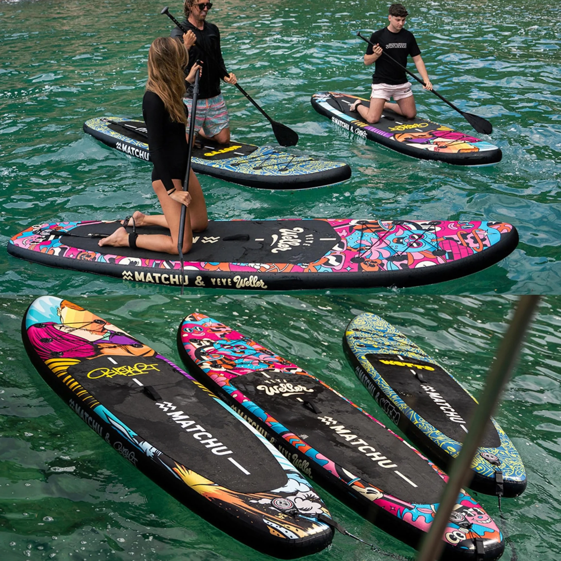 MATCHU - Sup Board gonfiabile - Paddle Board - Edizione limitata - Certificato - Set completo - 320 x 81 x 15 cm - Portata 150 kg - Collezione Art