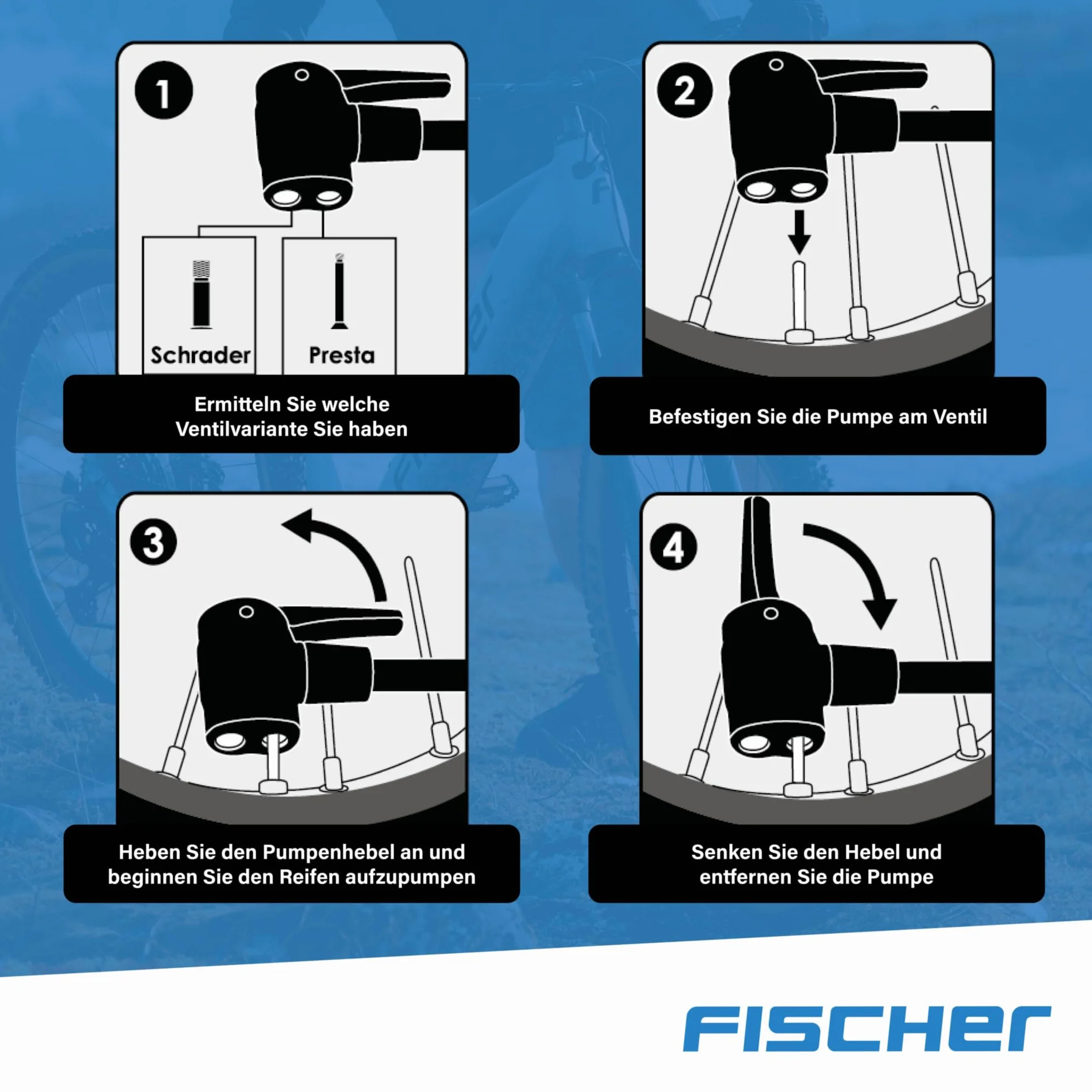 Fischer Mini-Pompa Alluminio Doppia Corsa Treppiedi Argento 85573
