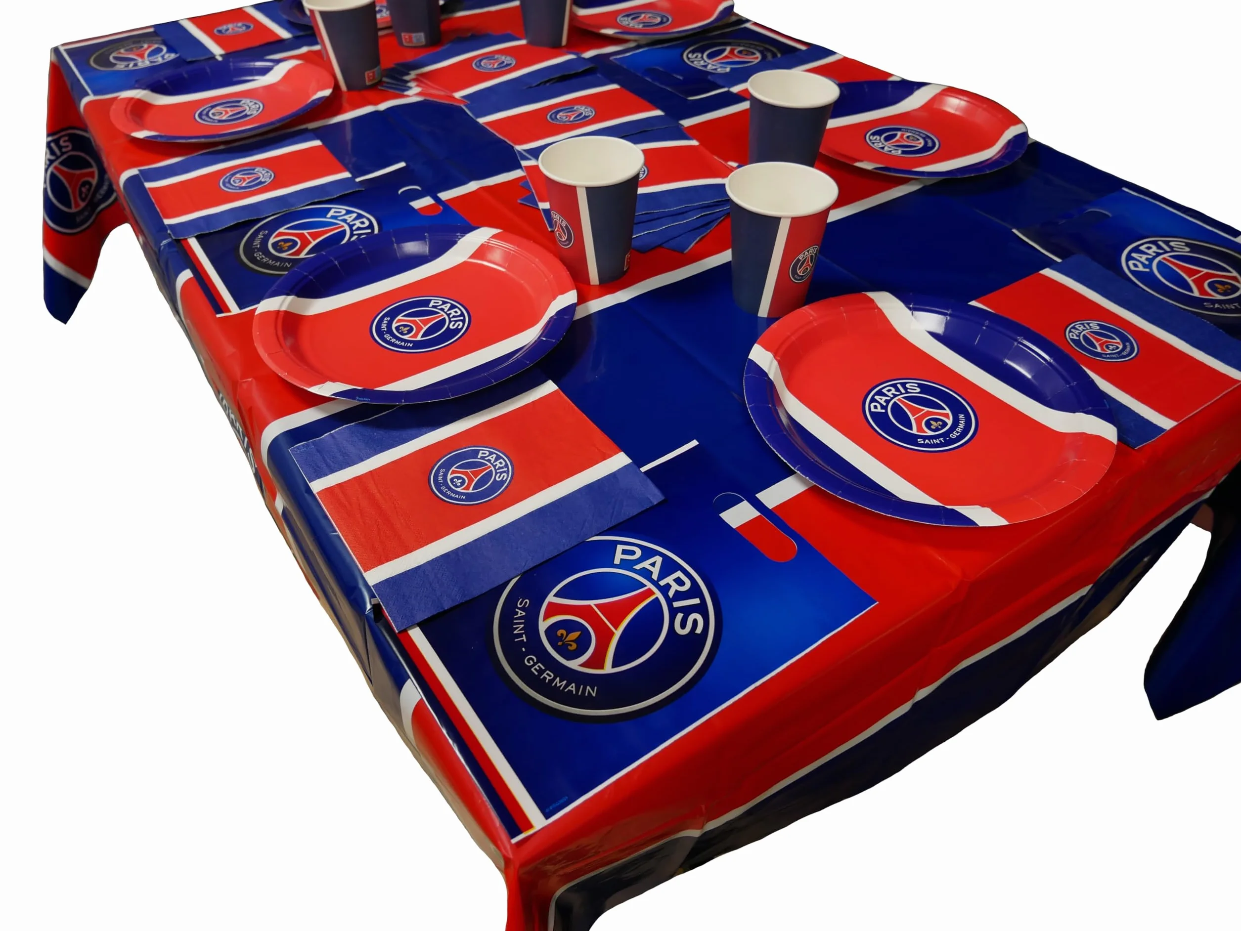 Paris Saint Germain Kit Festa PSG 39 pezzi piatti bicchieri tovaglioli tovaglia