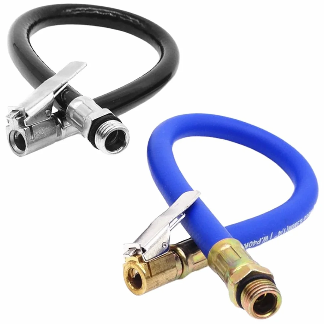 Tubo di Gonfiaggio Pneumatici 2 Pezzi Tubo di Estensione Valvola Moto Adattatore Pompa Auto Nero Blu