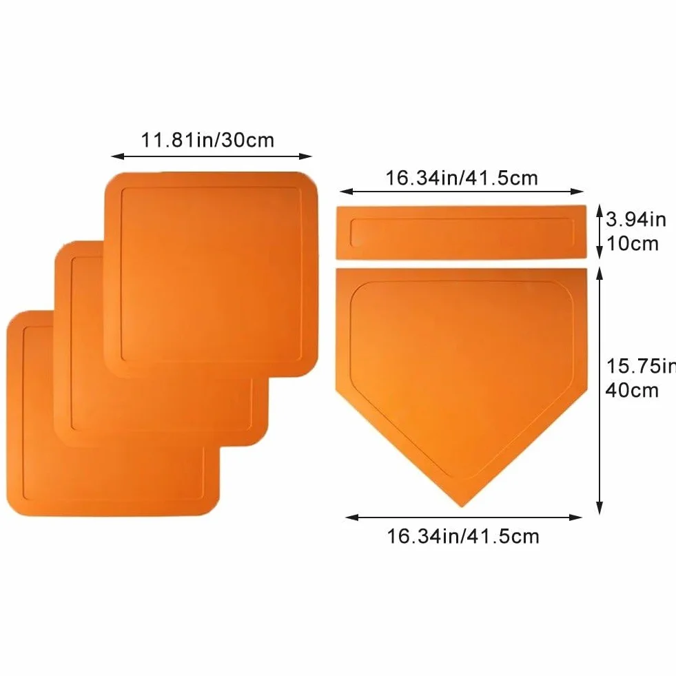 Set di Basi Baseball E Softball 5 Pezzi Basi Campo in Gomma per Bambini Adulti Basi Lancio per Baseball, Softball