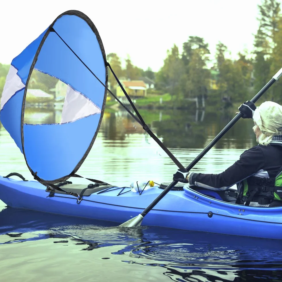 Kit Vele per Kayak e Windsurf Pieghevoli 42 Pollici Vela Sopravento per Barca a Vela Canoa