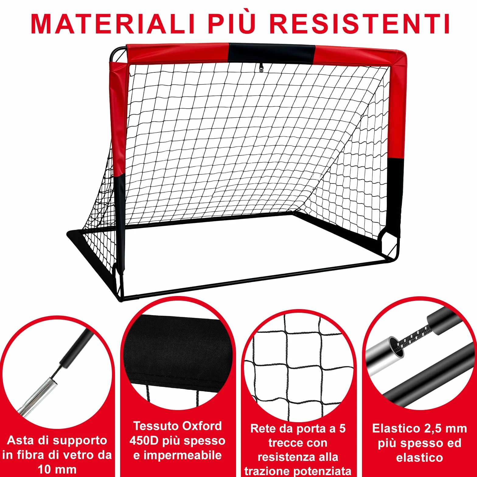 Porta da calcio pieghevole 2 in 1 per bambini con borsa trasporto