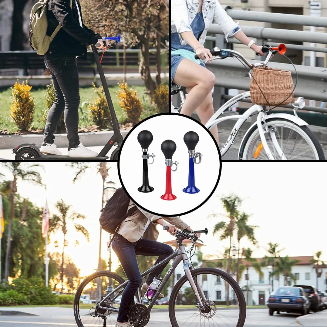 Campanella Bici Trombetta in Metallo Clacson Ad Aria con Morsetto Regolabile 3 Pezzi