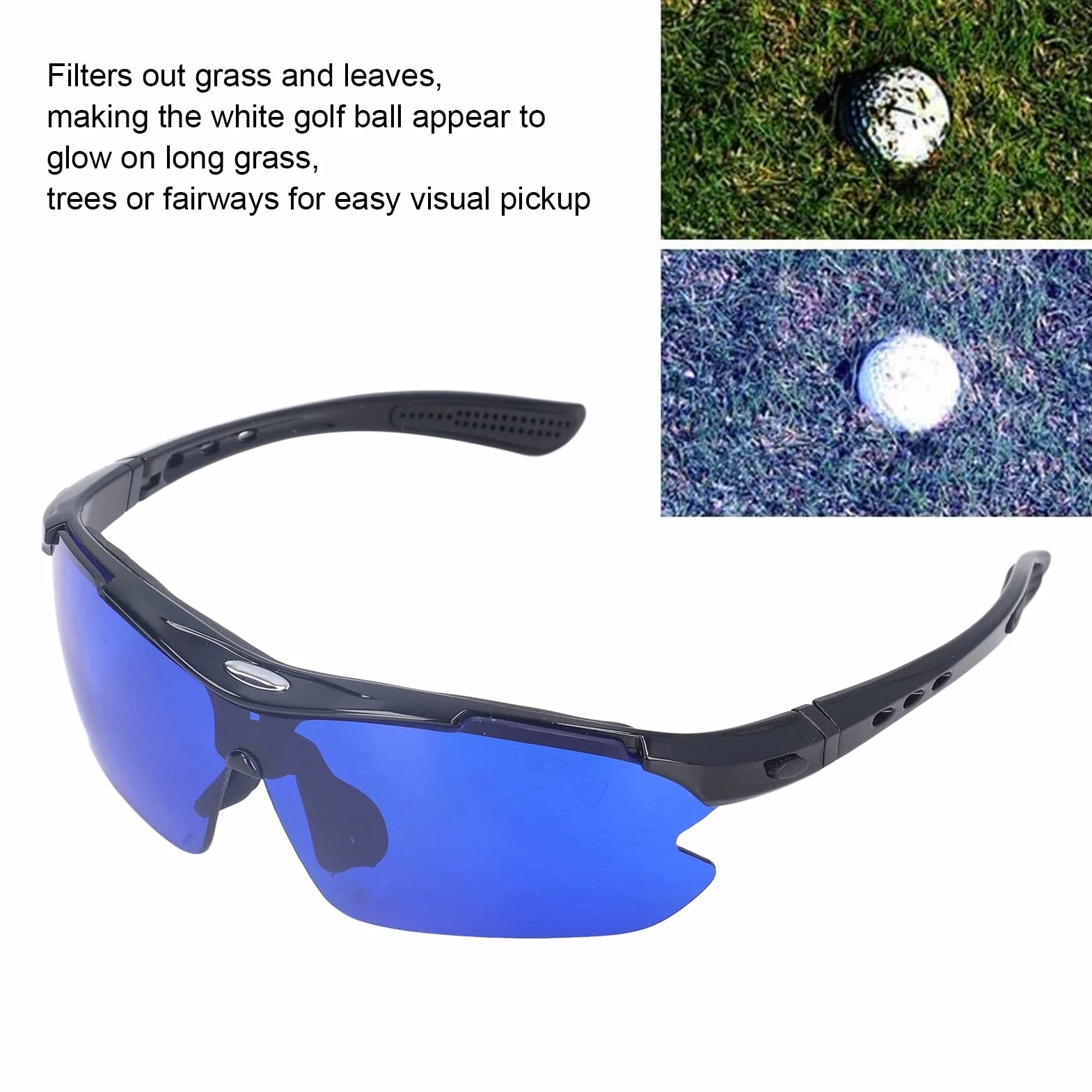 Occhiali Cerca Pallina da Golf, Golf Ball Finder Glasses Occhiali Blu per la Ricerca di Palline da Golfs con Custodia per Uomini o Donne