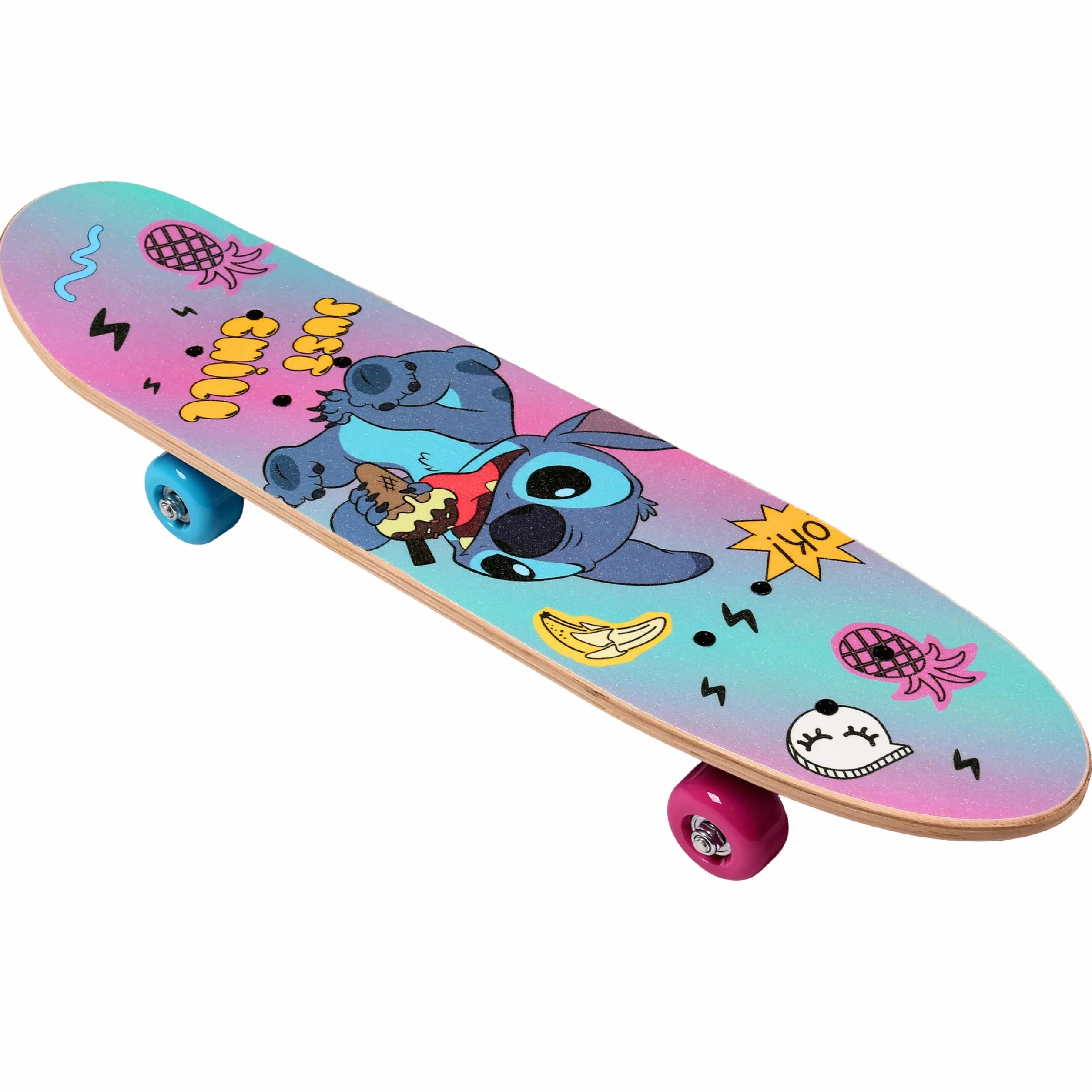 DISNEY Stitch Skateboard in legno 61cm, antiscivolo, leggero e stabile 20-50kg
