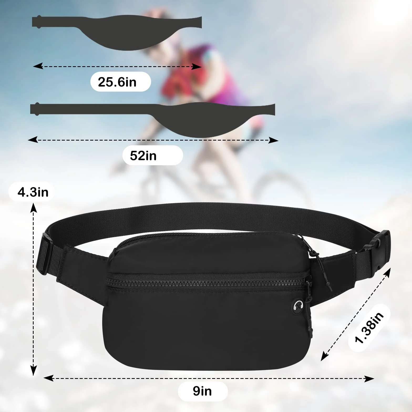 Vinabo Marsupio Impermeabile Uomo Donna Unisex Waist Bag con Jack per Cuffie Cintura Regolabile Escursionismo