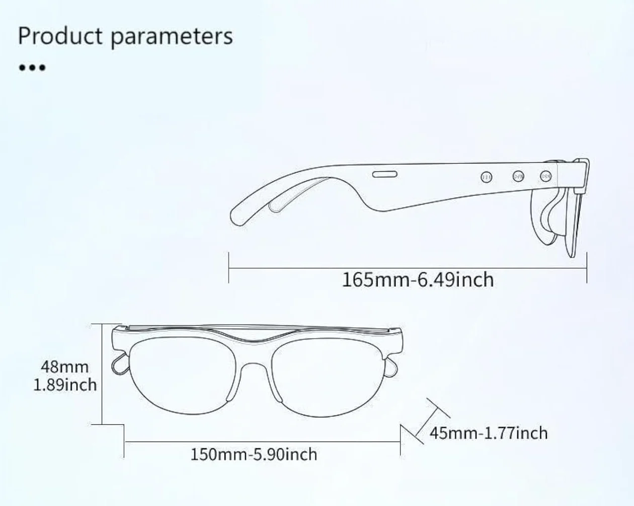 Occhiali Smart Audio Bluetooth 5.0, Montatura Nera Lenti Polarizzate Intercambiabili, Controlli Touch, 155mm