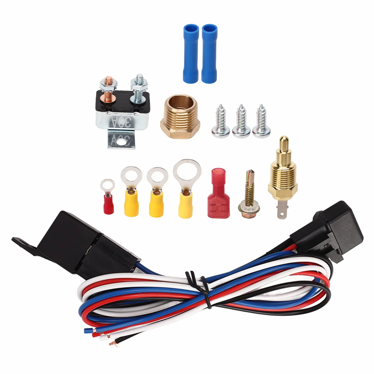 12V Kit Cavi Relè Termostato Ventola Radiatore Elettrico, Kit Relè Ventola Raffreddamento con Termostato Regolabile