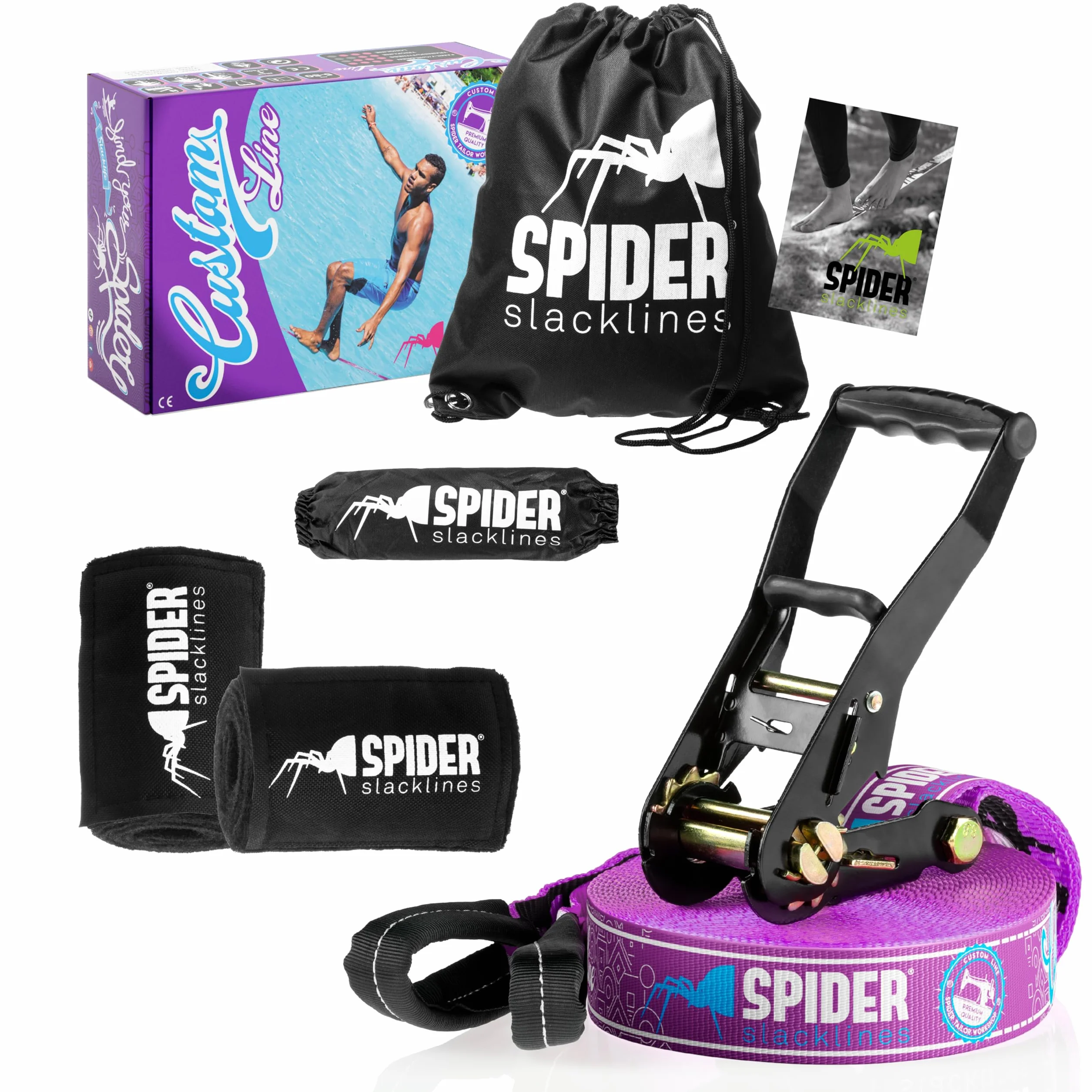 TKSA1 Kit Slackline Custom 15m z Cricchetto - Fettuccia per Slackliners