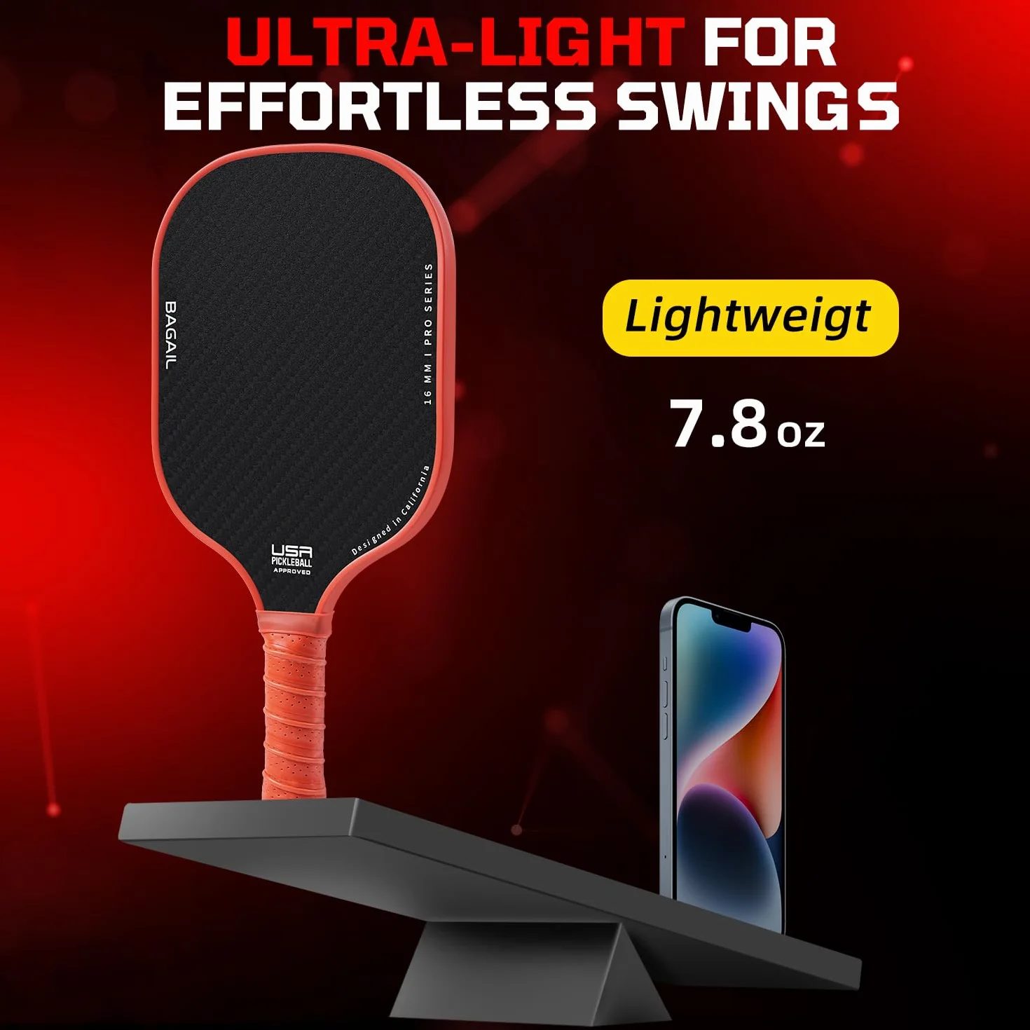 BAGAIL Set di racchette da pickleball con 4 palline, leggere, assorbimento urti, ergonomiche