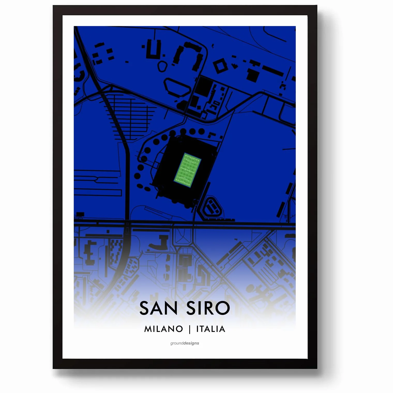 Stadion Giuseppe Meazza Mapa Artystyczna A3 GroundDesigns Inter Mediolan