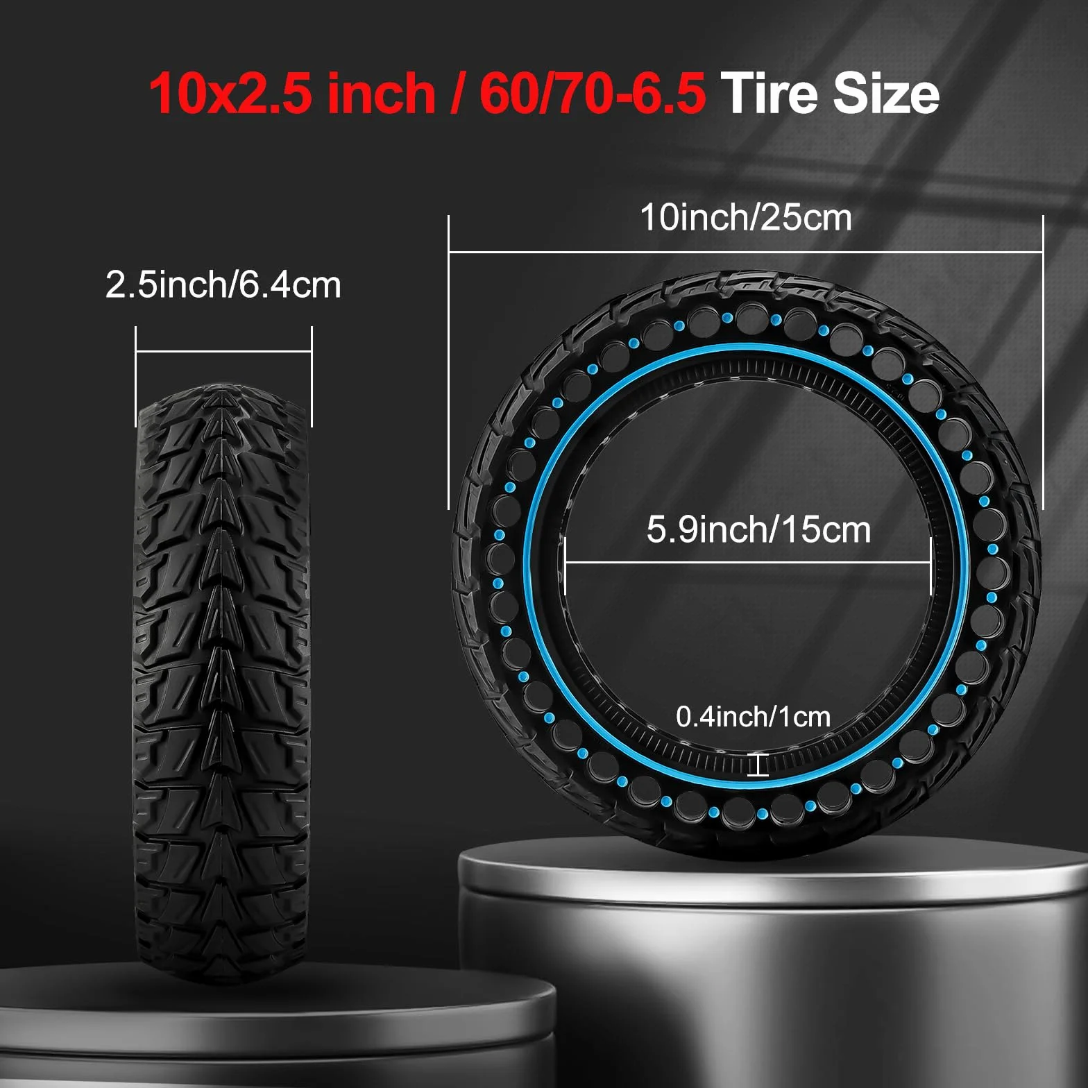 BANGTING Pneumatici 60/70-6.5 10x2.50-6.5 per Segway Ninebot Max G2/G30/G30D/G30E/G30LP/G30D II/G30 Max, Gomme Piene, 10x2.5 Pollici (Blu)