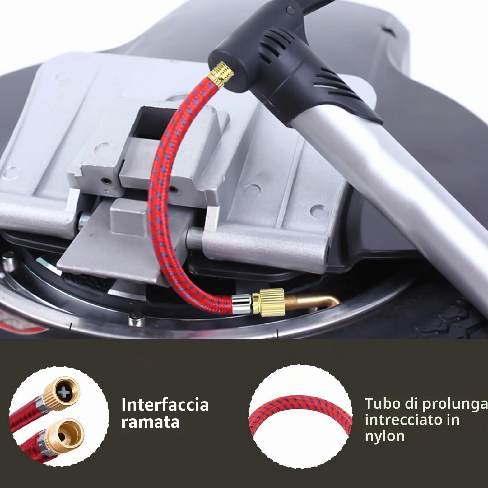 Adattatore Valvola Presta Universale 8 Pezzi per Palloni Auto Bici Gonfiaggio SV DV AV Prolunga Tubo Aghi Compressori Aria