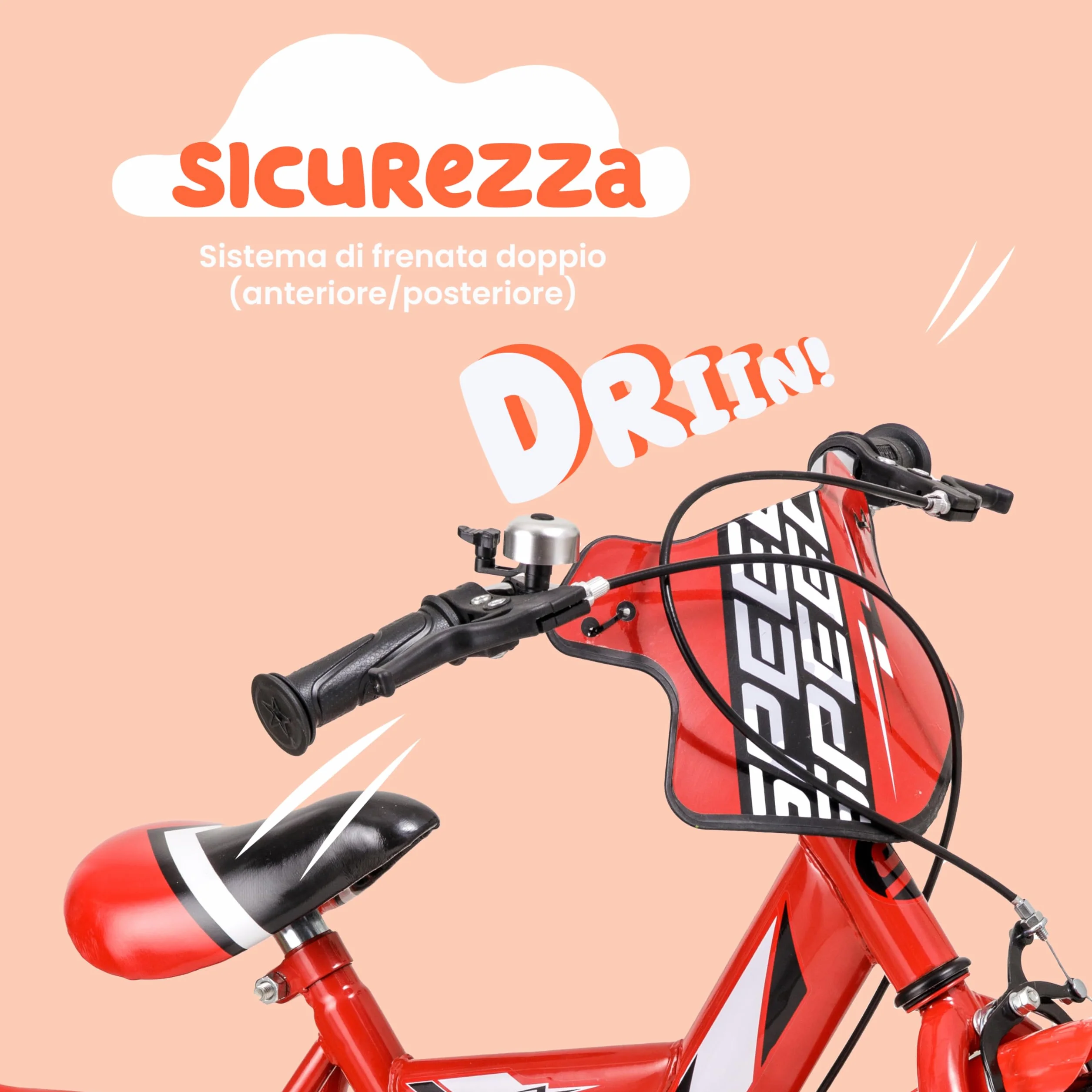 Baroni Toys Bicicletta Bambino 12'' 14'' 16'' Acciaio Rotelle
