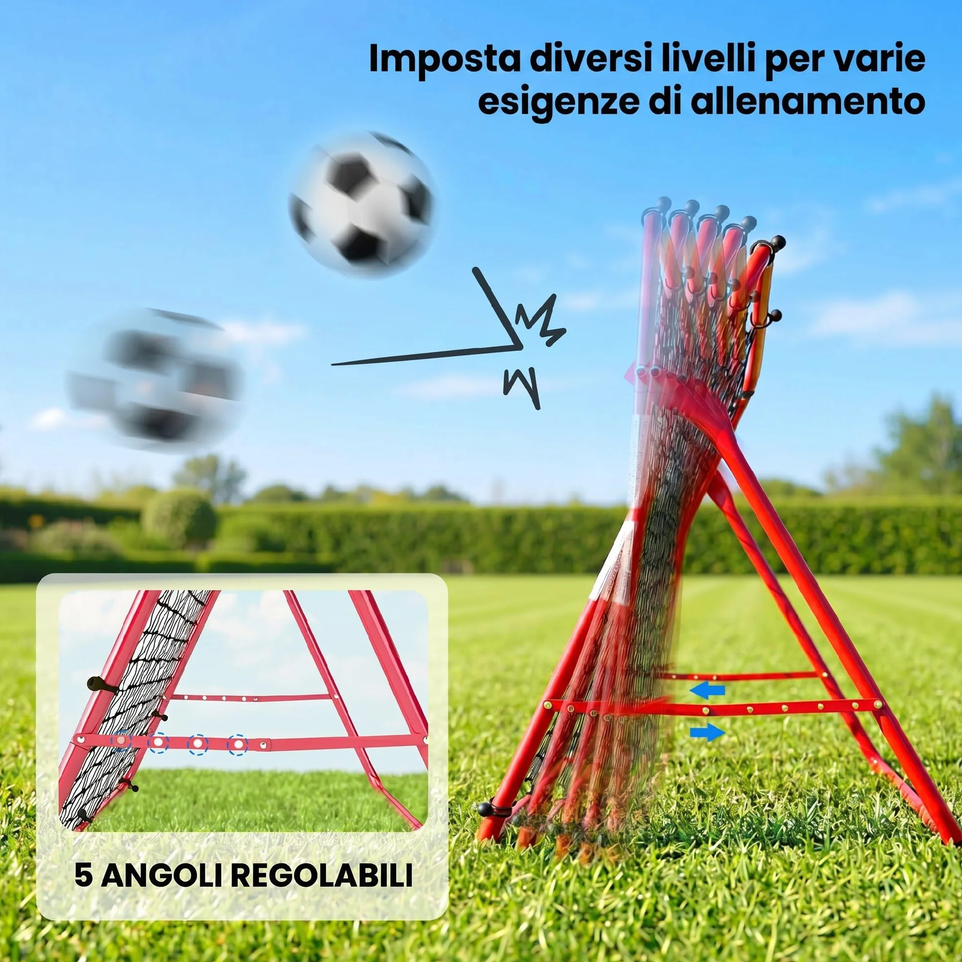 SPORTNOW Rete Rebounder Calcio Regolabile 5 Angolazioni Allenamento Portatile Giardino