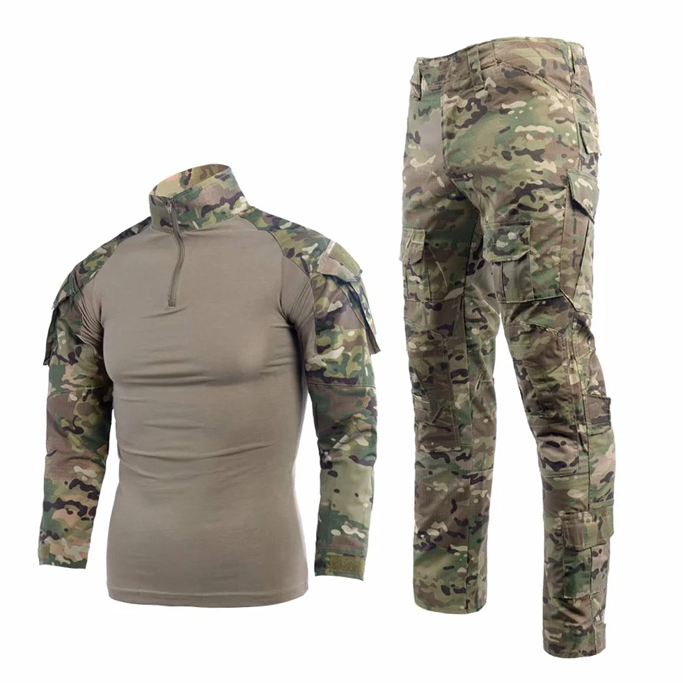 YUSHOW Tuta da softair, camicia militare da uomo, a maniche lunghe, 1/4, con cerniera, mimetica, cargo per caccia militare, CP., M