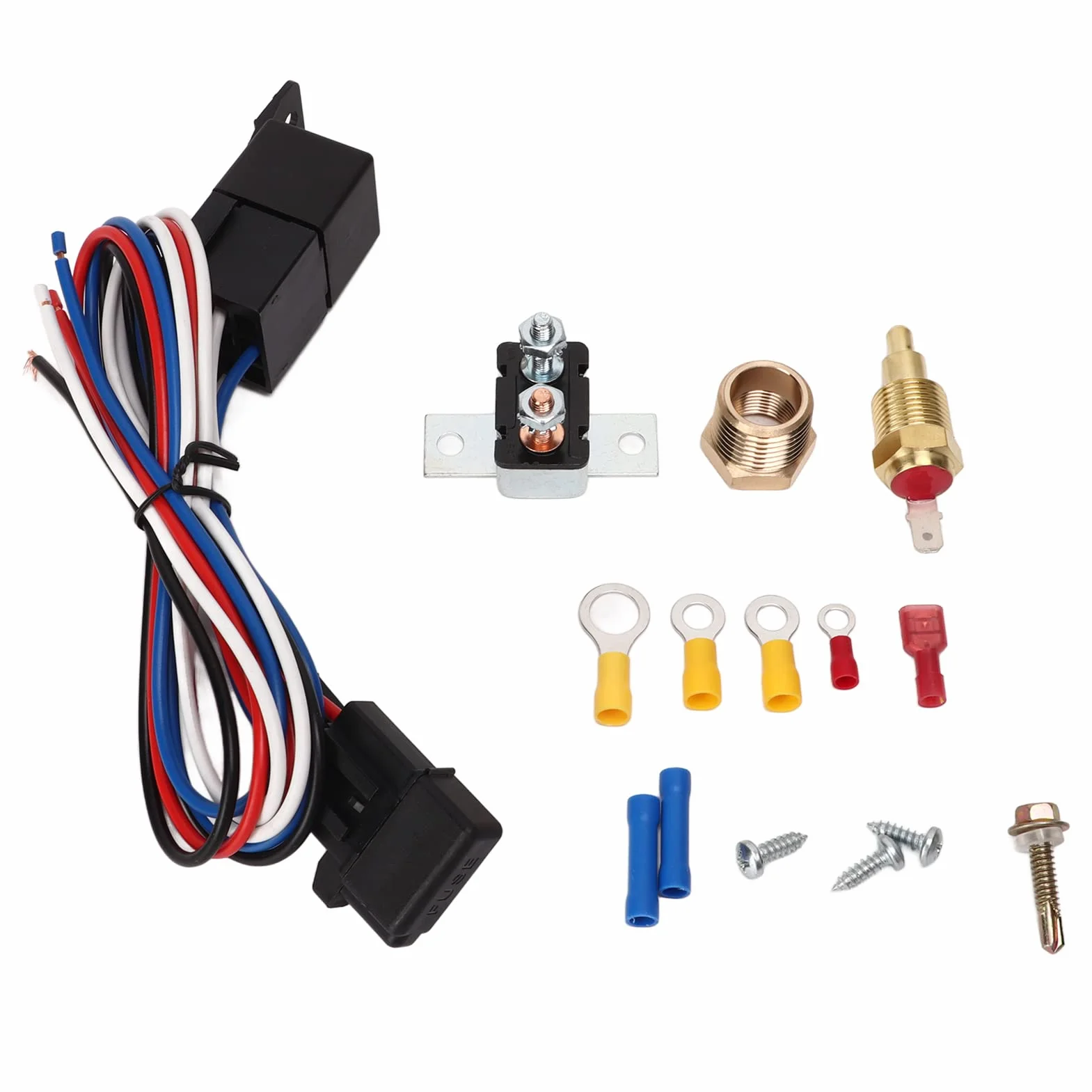 12V Kit Cavi Relè Termostato Ventola Radiatore Elettrico, Kit Relè Ventola Raffreddamento con Termostato Regolabile