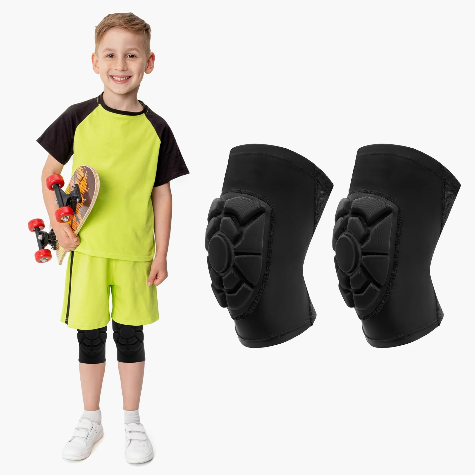 Ginocchiere per bambini/giovani ginocchiere a compressione con cuscinetti spessi attrezzatura protettiva per sport basket wrestling calcio pallavolo snowboard