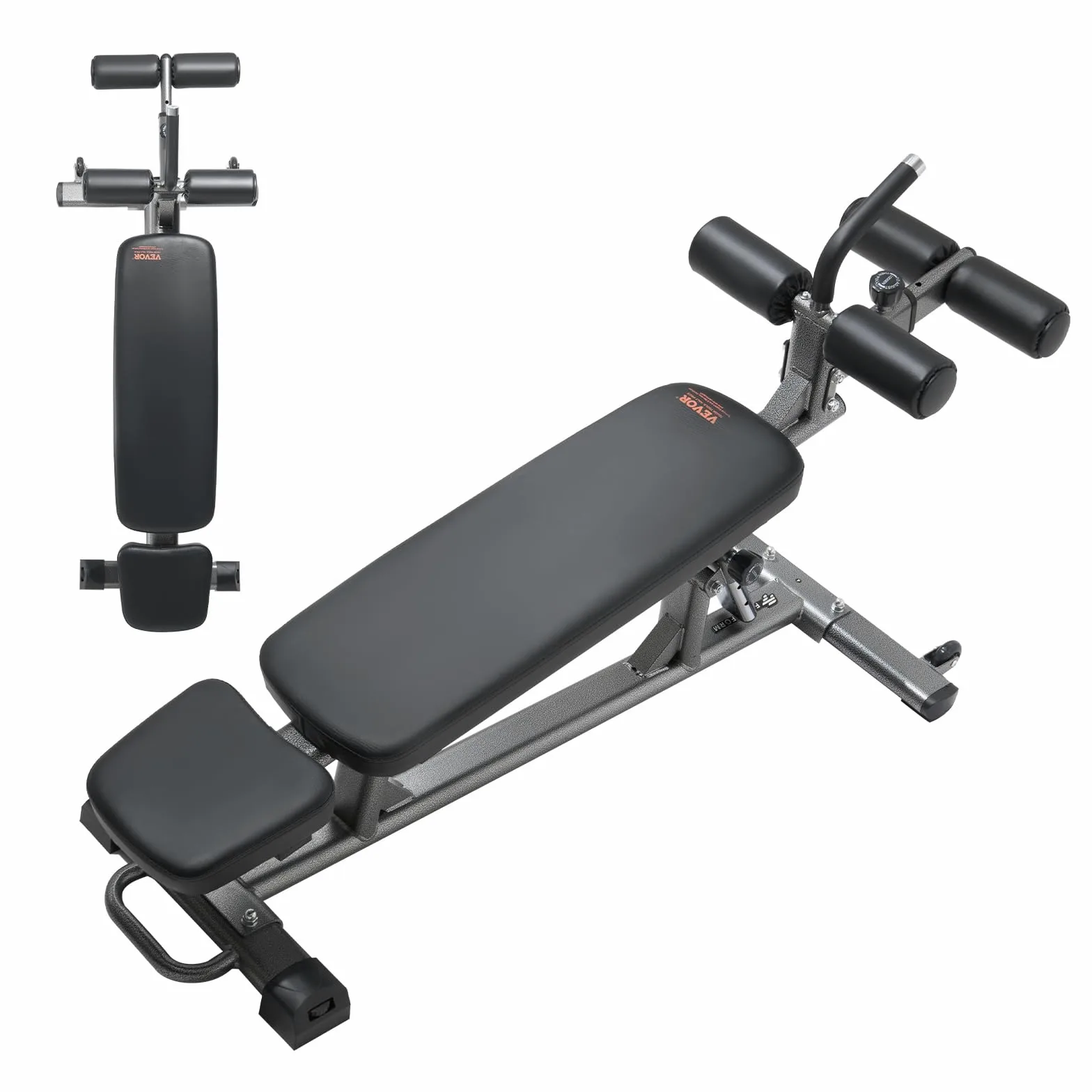 VEVOR Panca per addominali Decline con manico reverse crunch e regolazione dell'altezza regolabile, in acciaio resistente, capacità di 500/600/453,6 kg, per allenamenti in palestra a casa, allenamento
