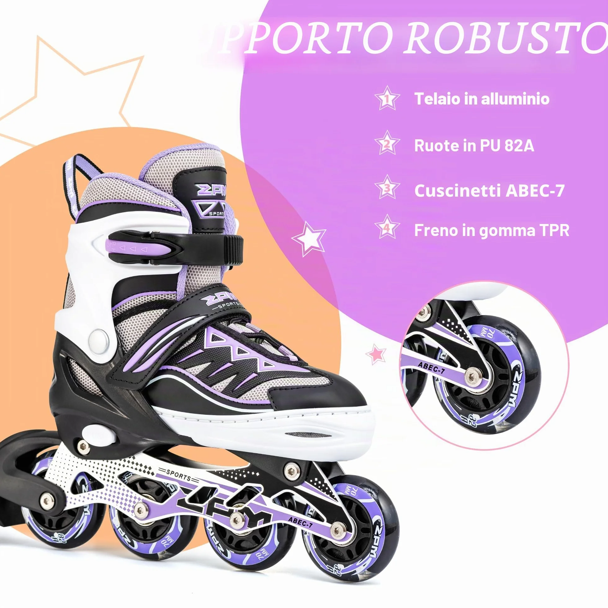 Pattini in linea Cytia 2PM SPORTS Ragazza Regolabili Ruote PU 82A Bambini