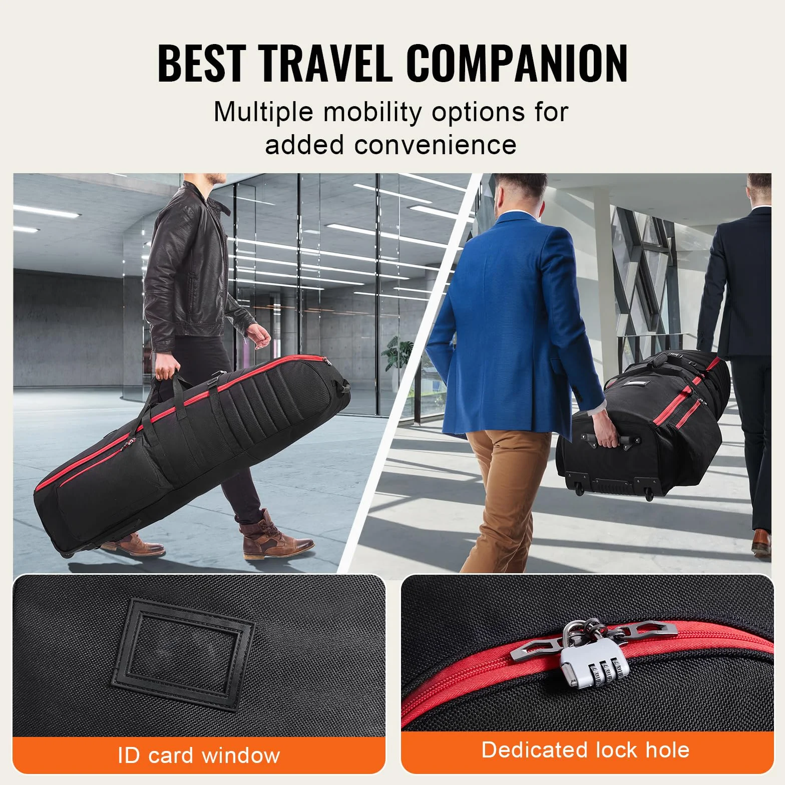 VEVOR Borsa da Viaggio per Golf, Custodia Morbida da Viaggio per Esterni, in Poliestere Oxford 1800D Resistente, Impermeabile, Imbottita con Ruote, Borsa Pieghevole per Mazze da Golf per Aereo