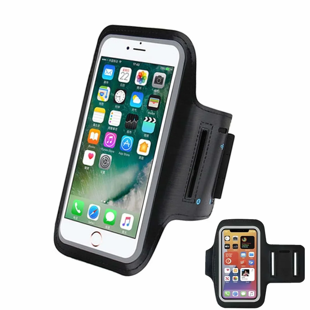 Porta Cellulare Corsa 1 Pezzo Blu-Nero Compatibile Smartphone 7"